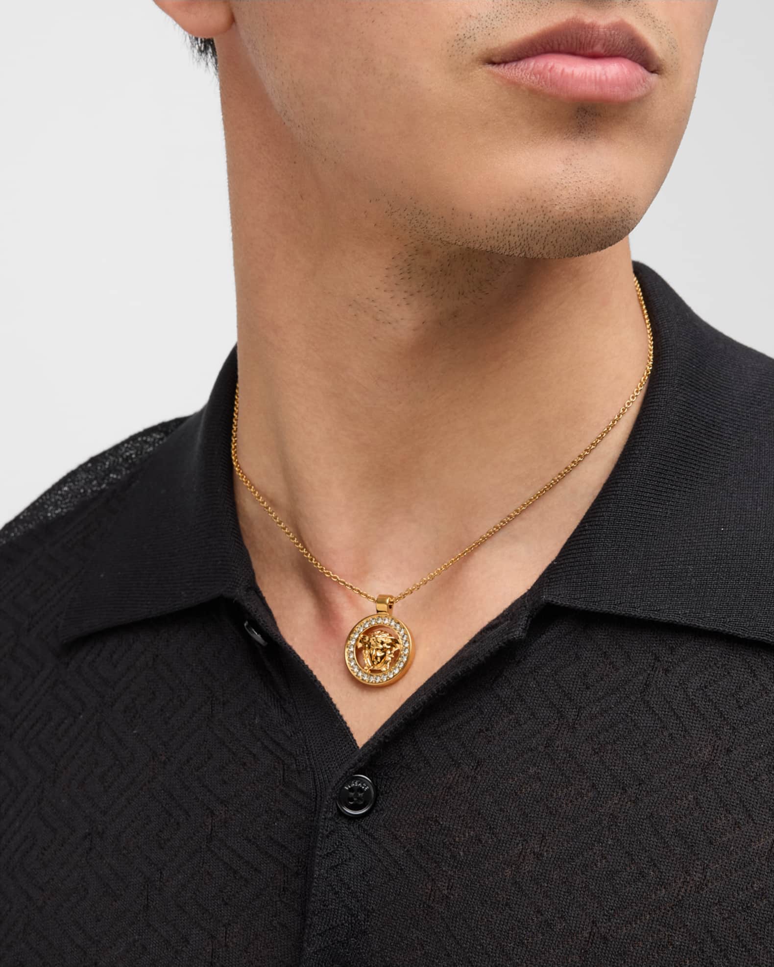 Versace Crystal Medusa Pendant Necklace Versace Gold Black