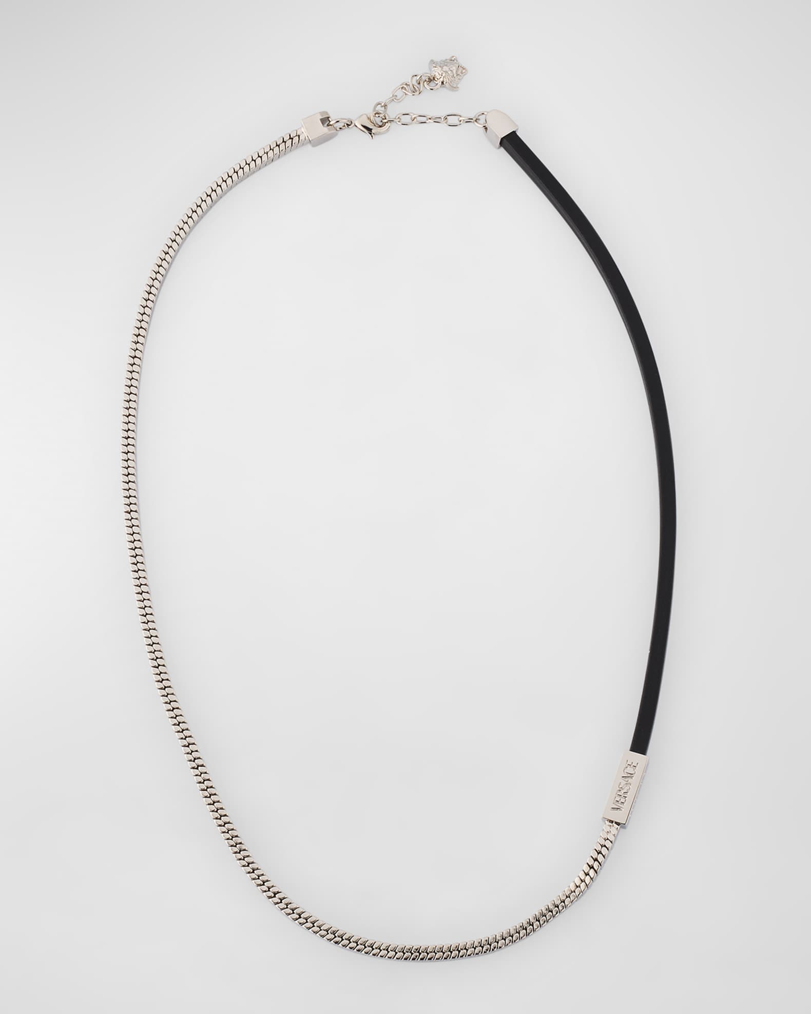 Men's Metal and Leather Chain Necklace 0