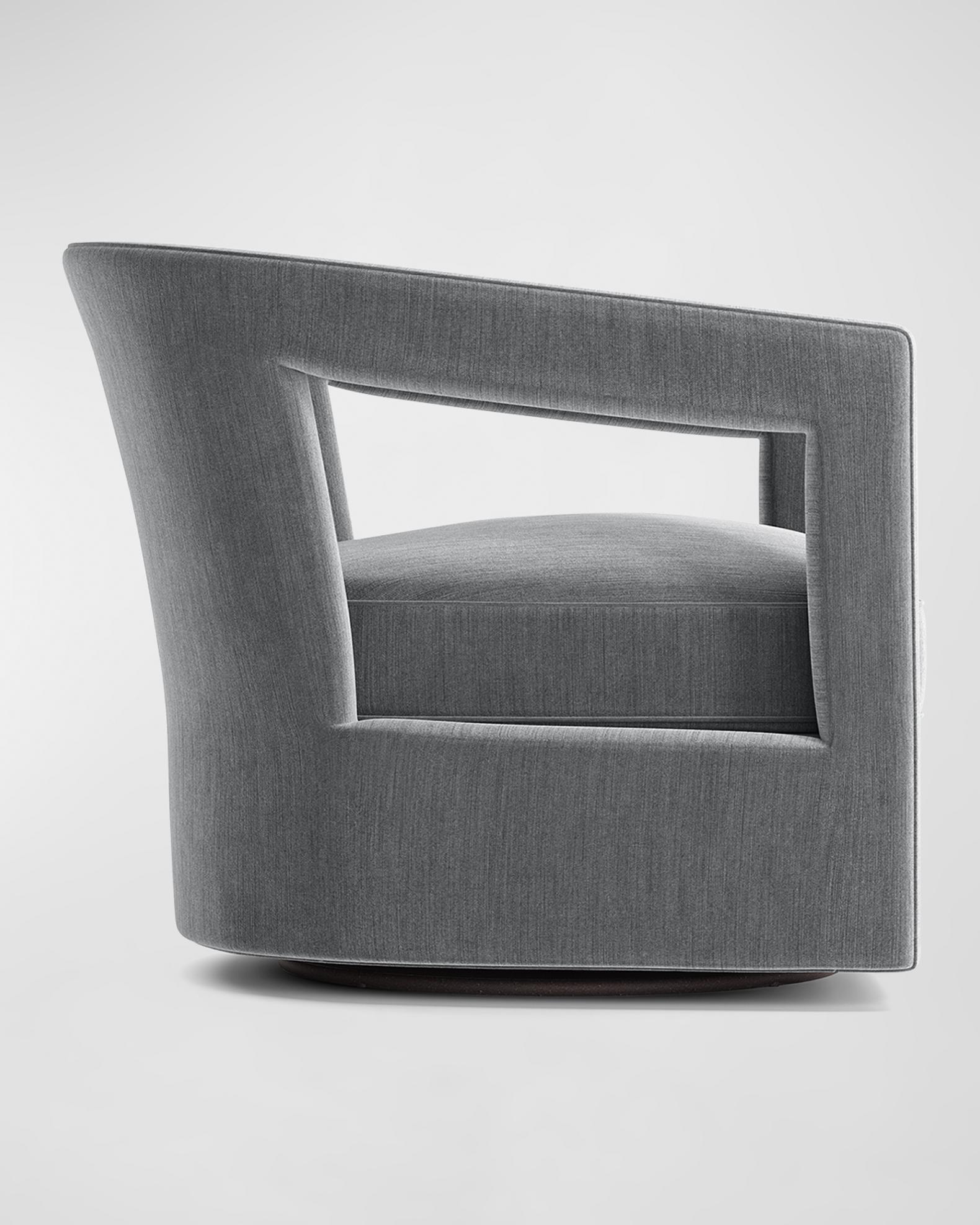 Bernhardt Interiors Alana Icy Slate Blue Swivel Chair | Neiman Marcus