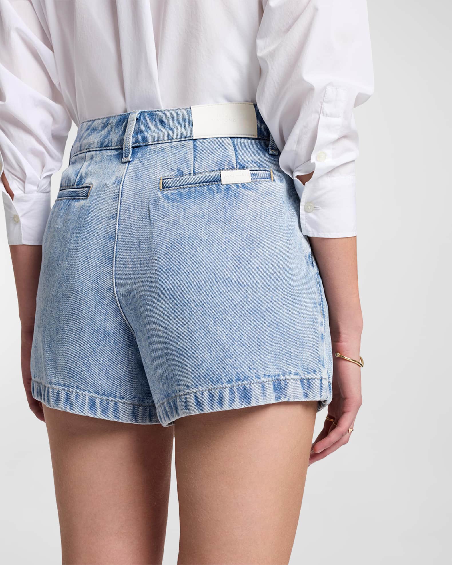 Denim pleated shorts online