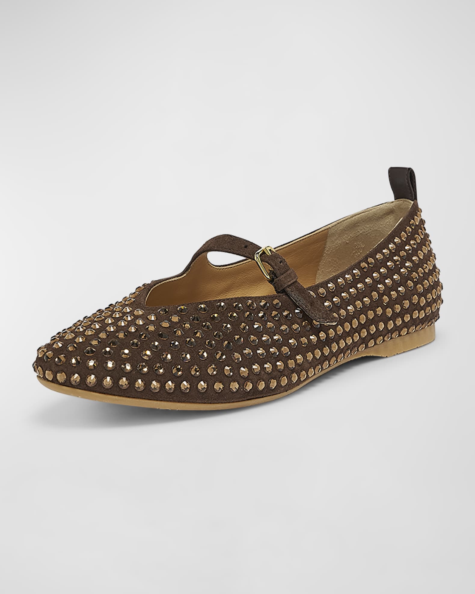 Strass Suede Mary Jane Ballerina Flats 1