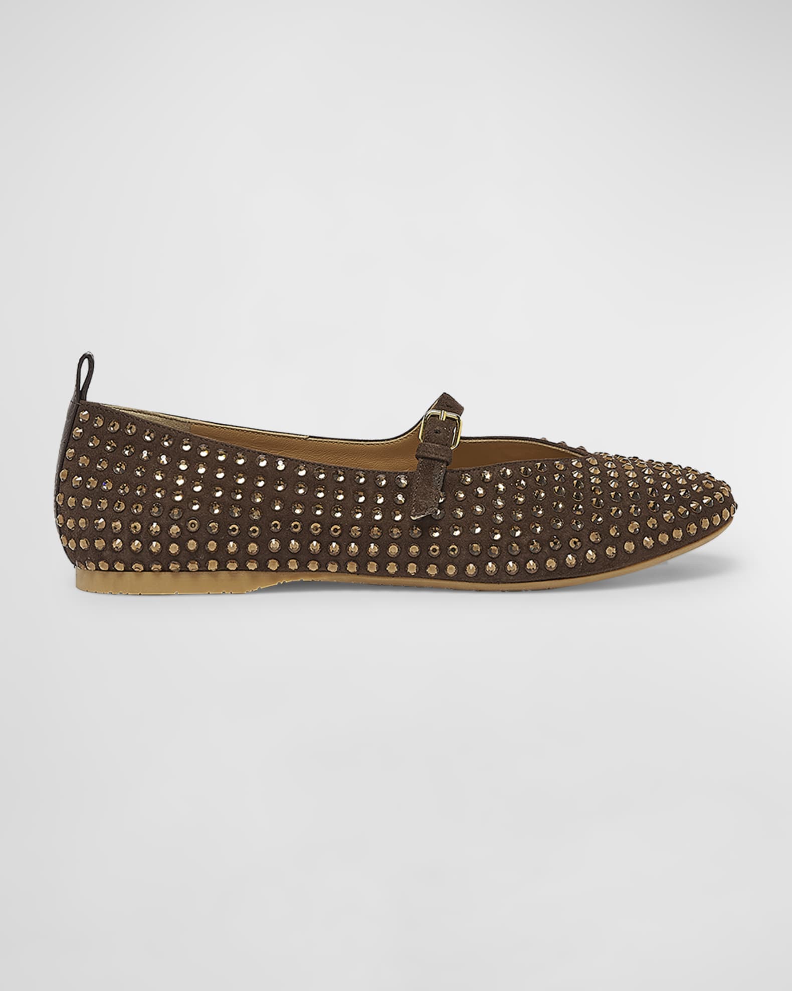 Strass Suede Mary Jane Ballerina Flats 0