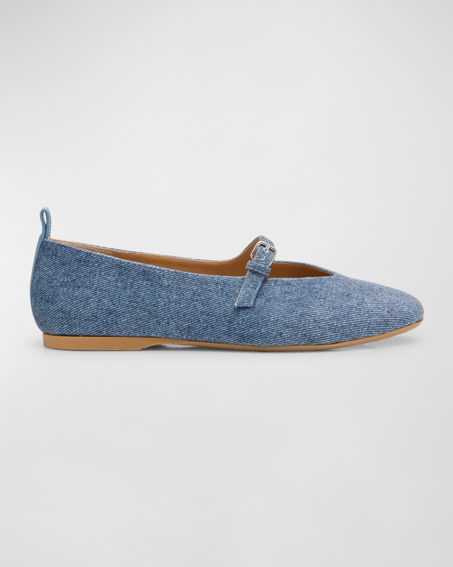Denim Mary Jane Ballerina Flats 0