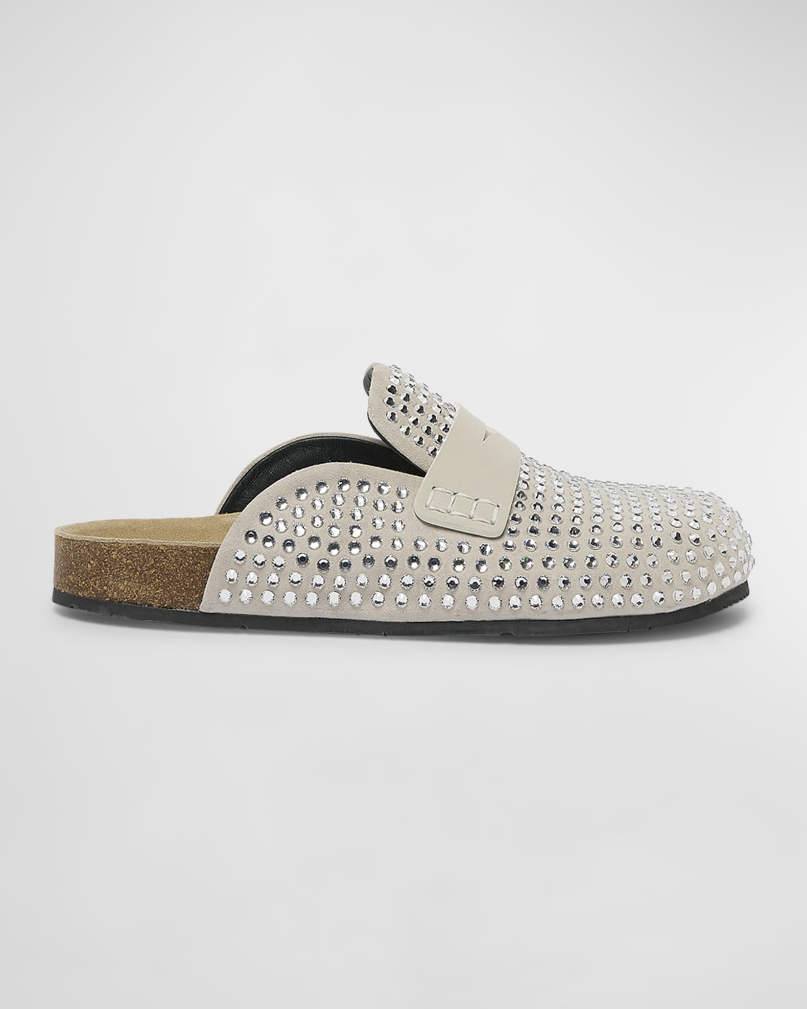JW Anderson Crystal Suede Penny Loafer Mules Neiman Marcus