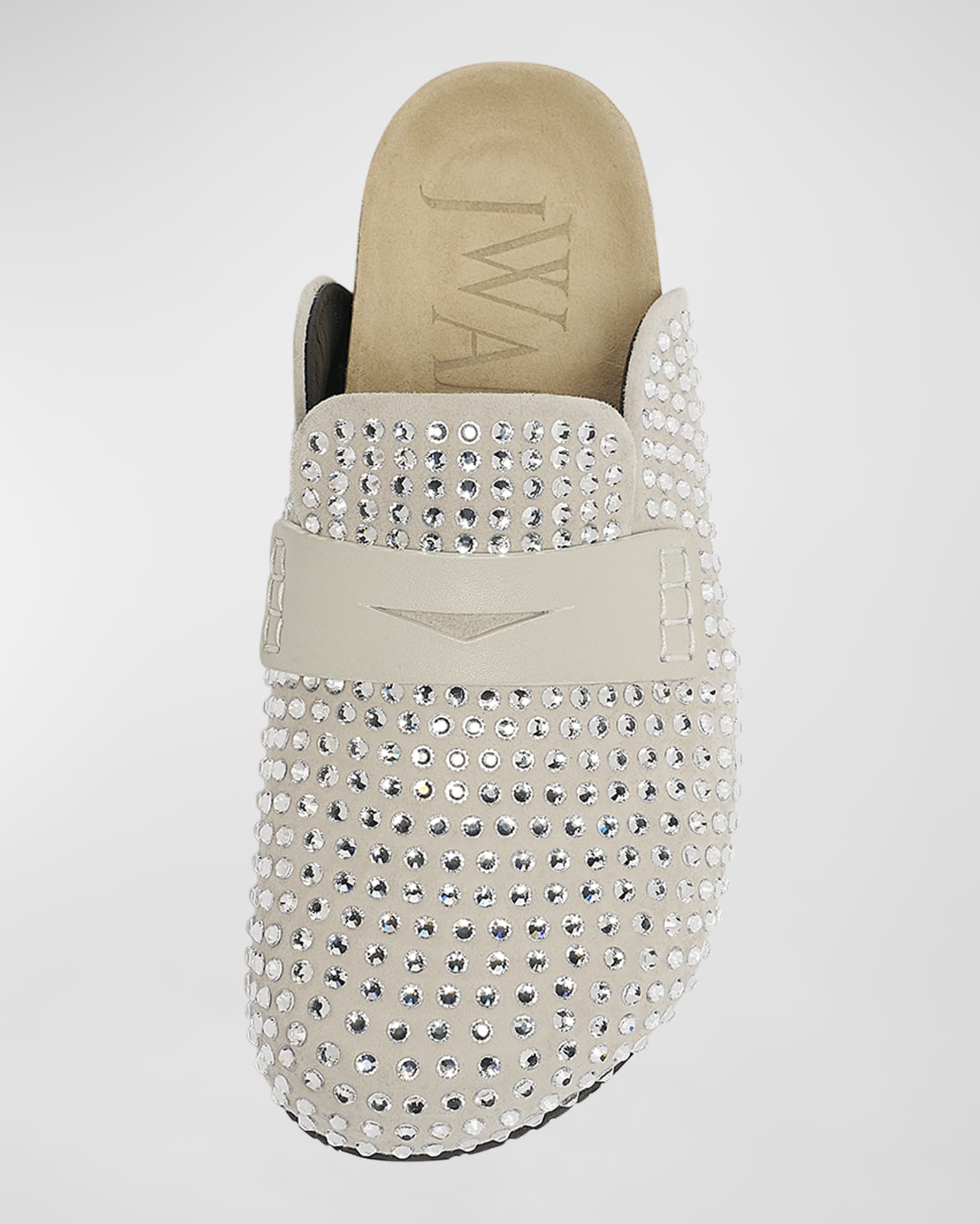 JW Anderson Crystal Suede Penny Loafer Mules | Neiman Marcus