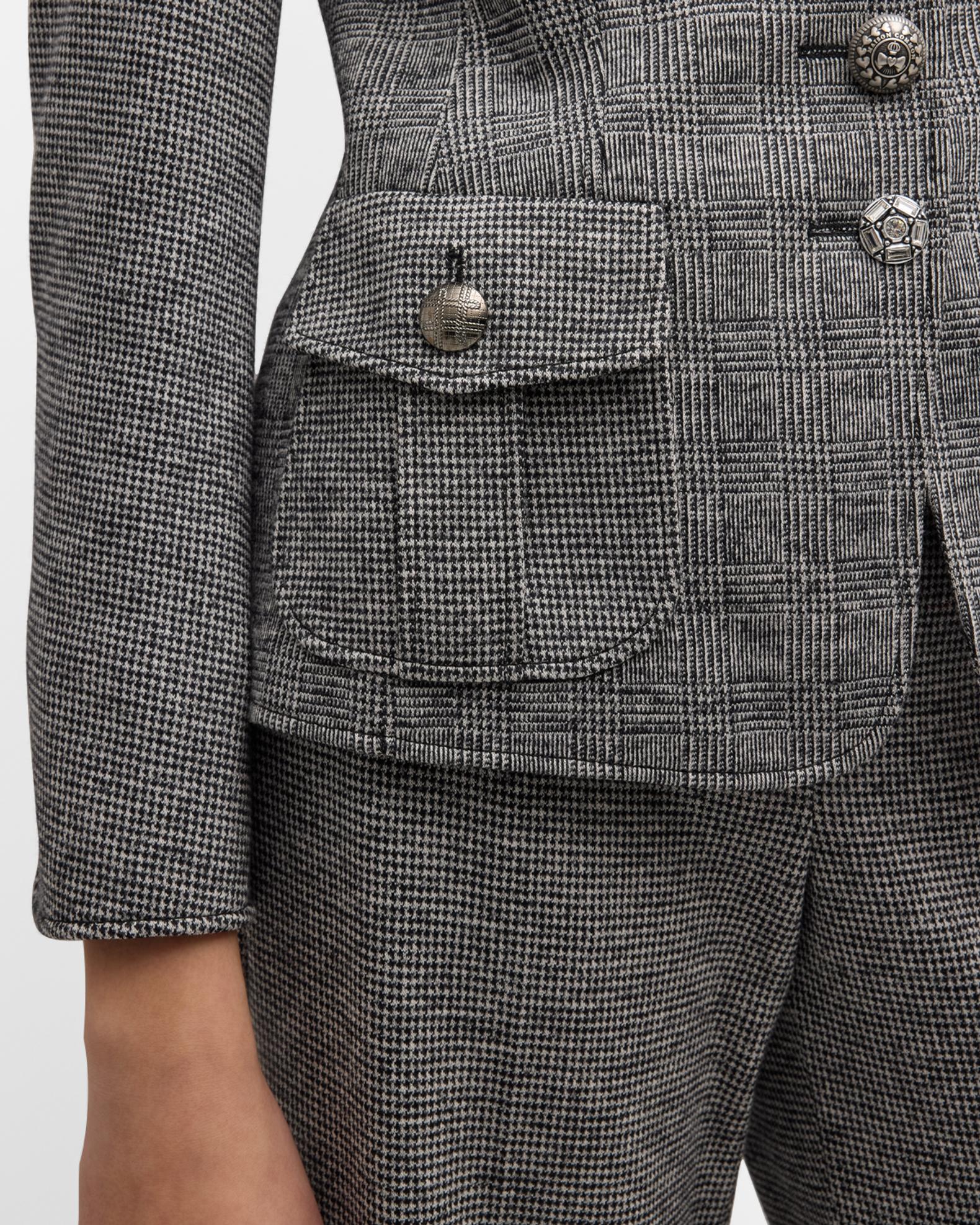 Maison Common Plaid Military Jacket with Multi Buttons | Neiman Marcus
