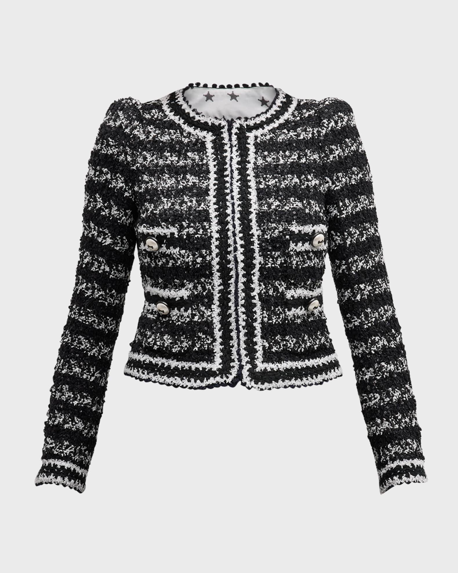 Stripe Tweed Sequined Jacket 0