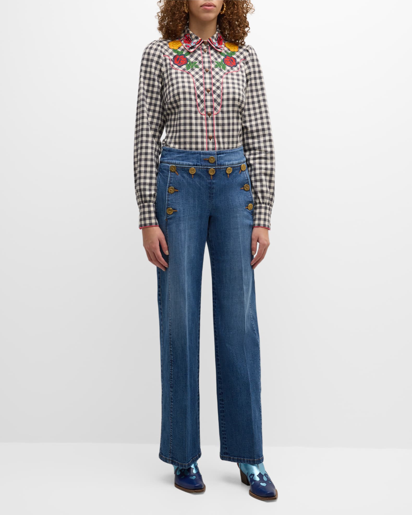 Gingham Western Inspired Cotton Shirt 1