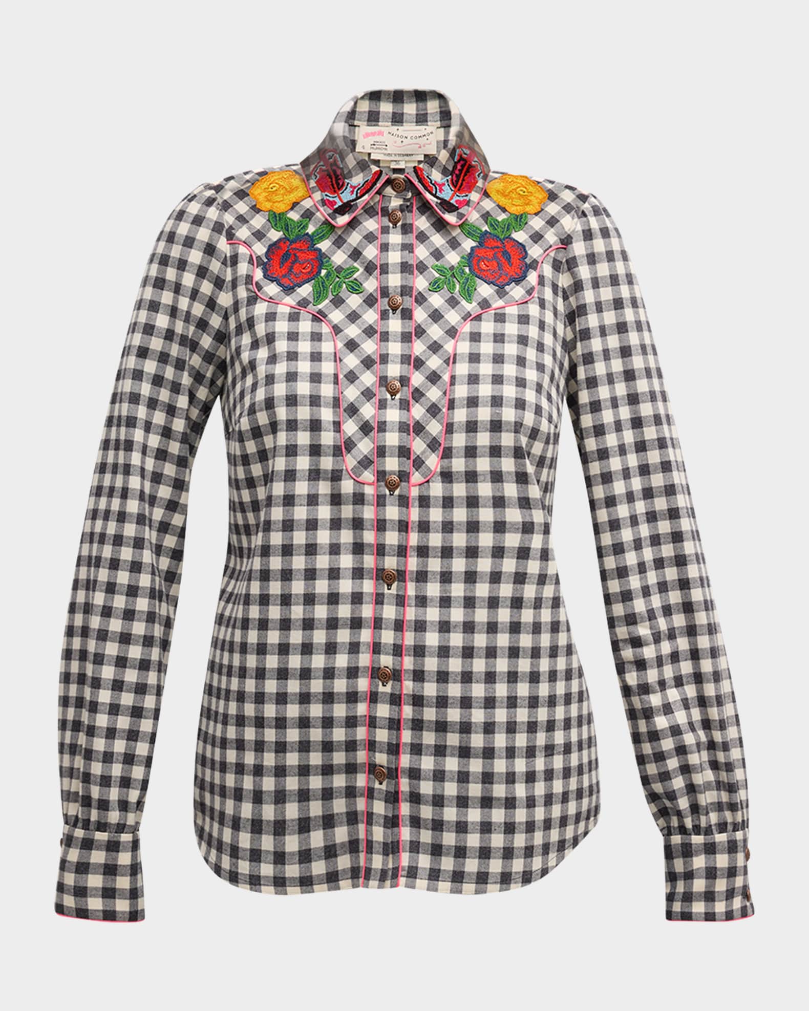 Gingham Western Inspired Cotton Shirt 0