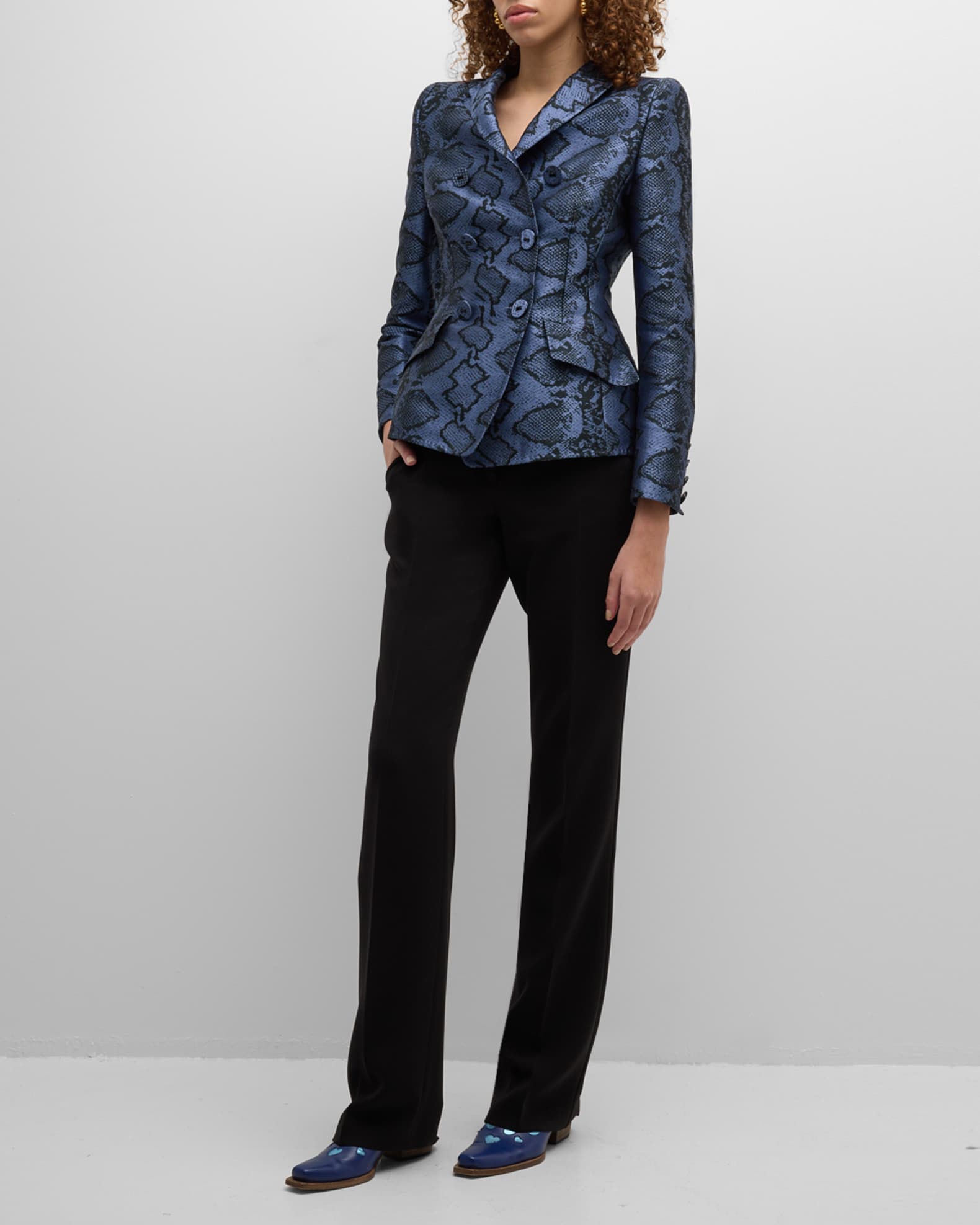 Snake Print Double-Breasted Jacket 1