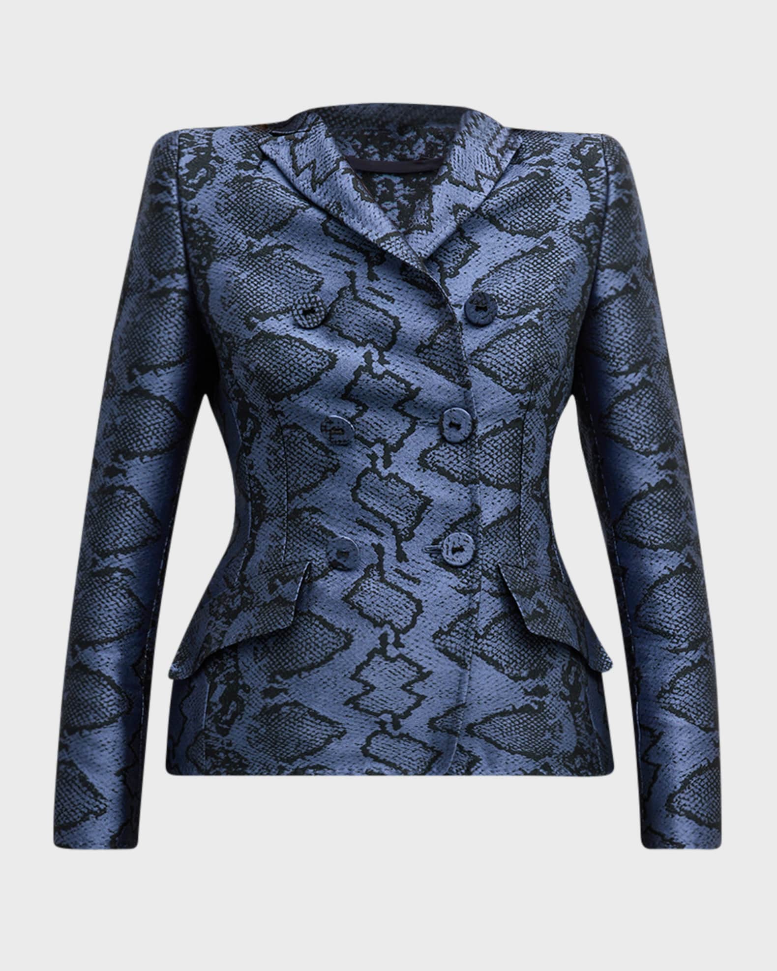 Snake Print Double-Breasted Jacket 0