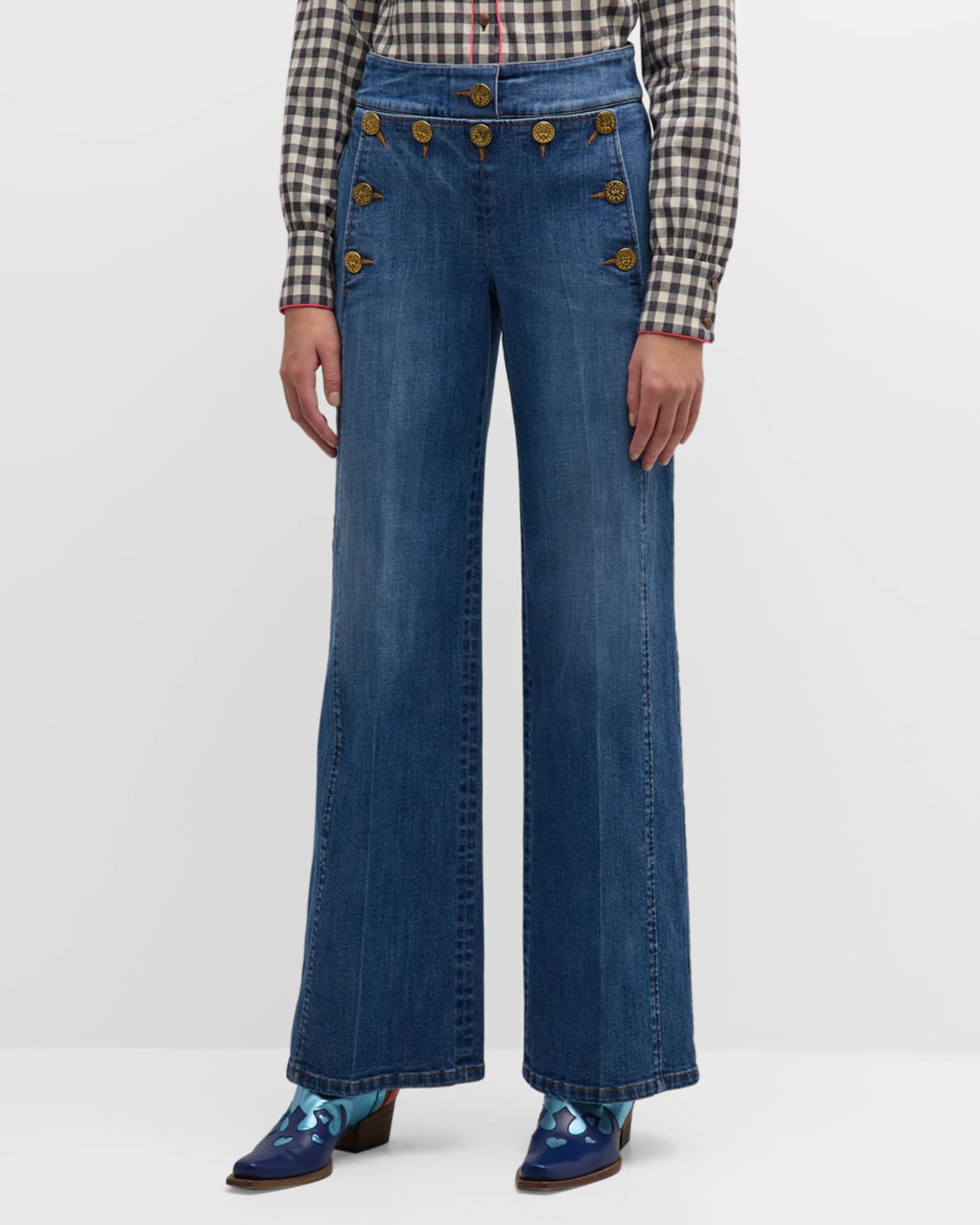 Sailor Buttoned Jeans - Thumbnail 2