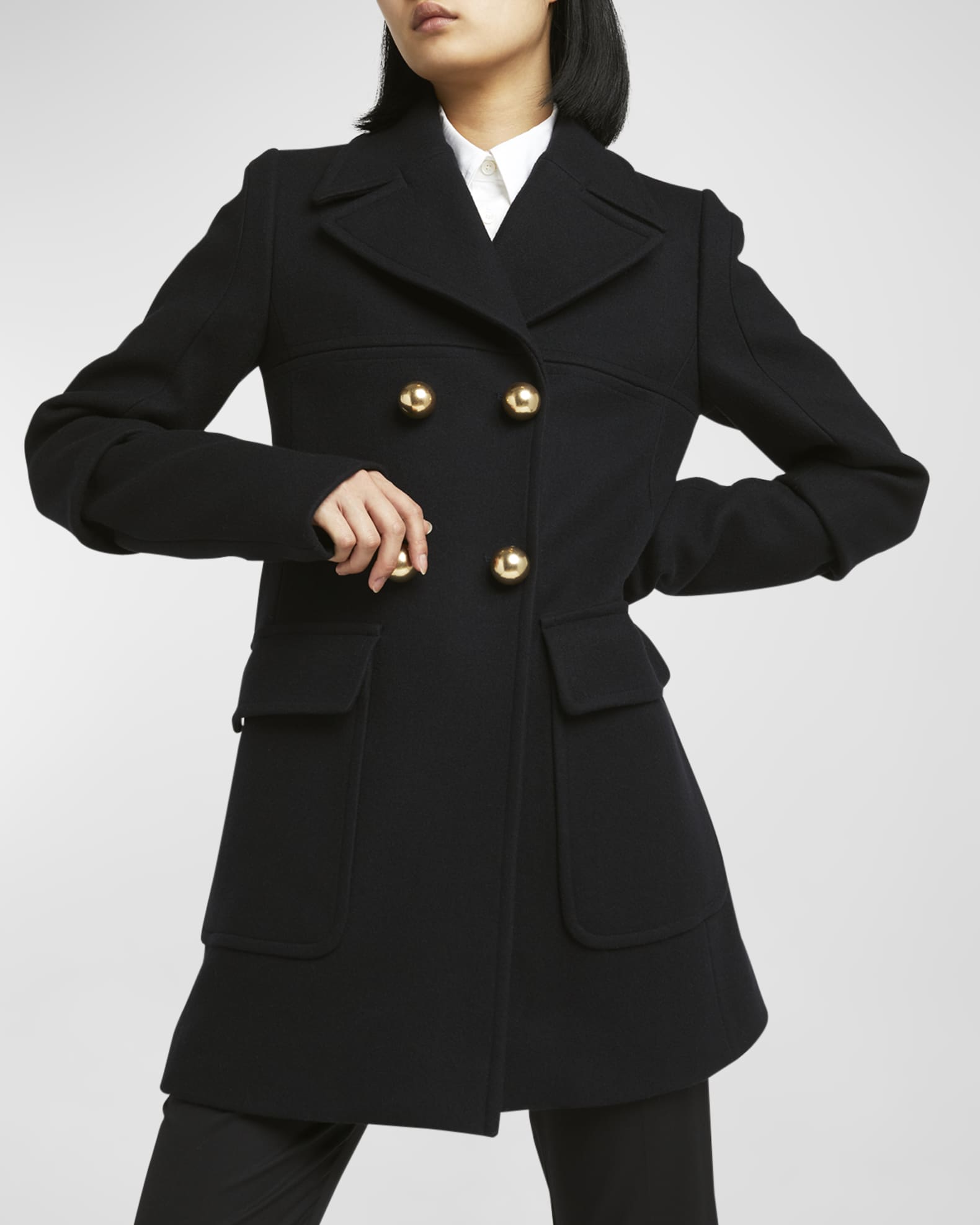 Stella McCartney Double-Breasted Short Wool Top Coat