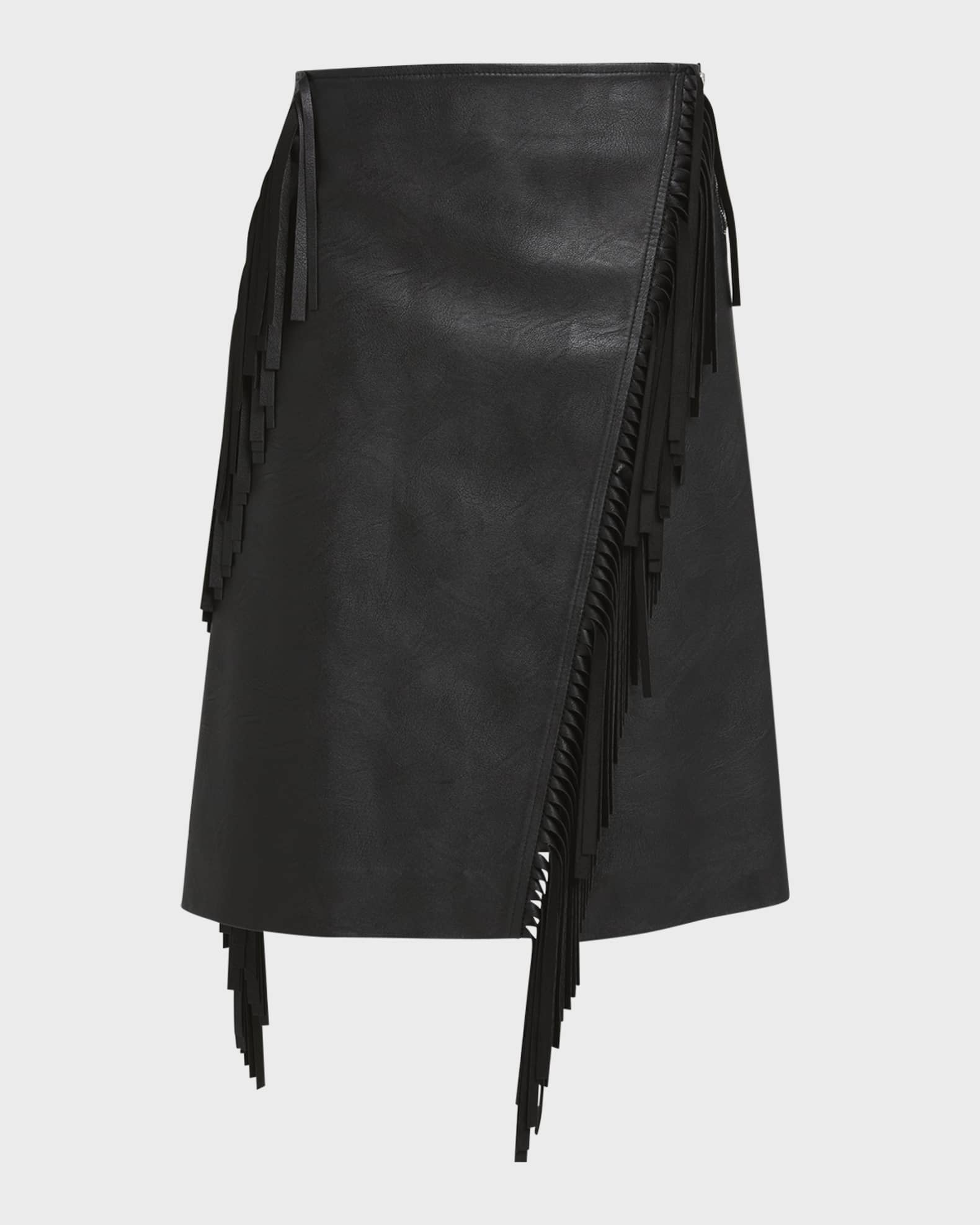Stella McCartney Alter Mat Faux Leather Fringe Skirt