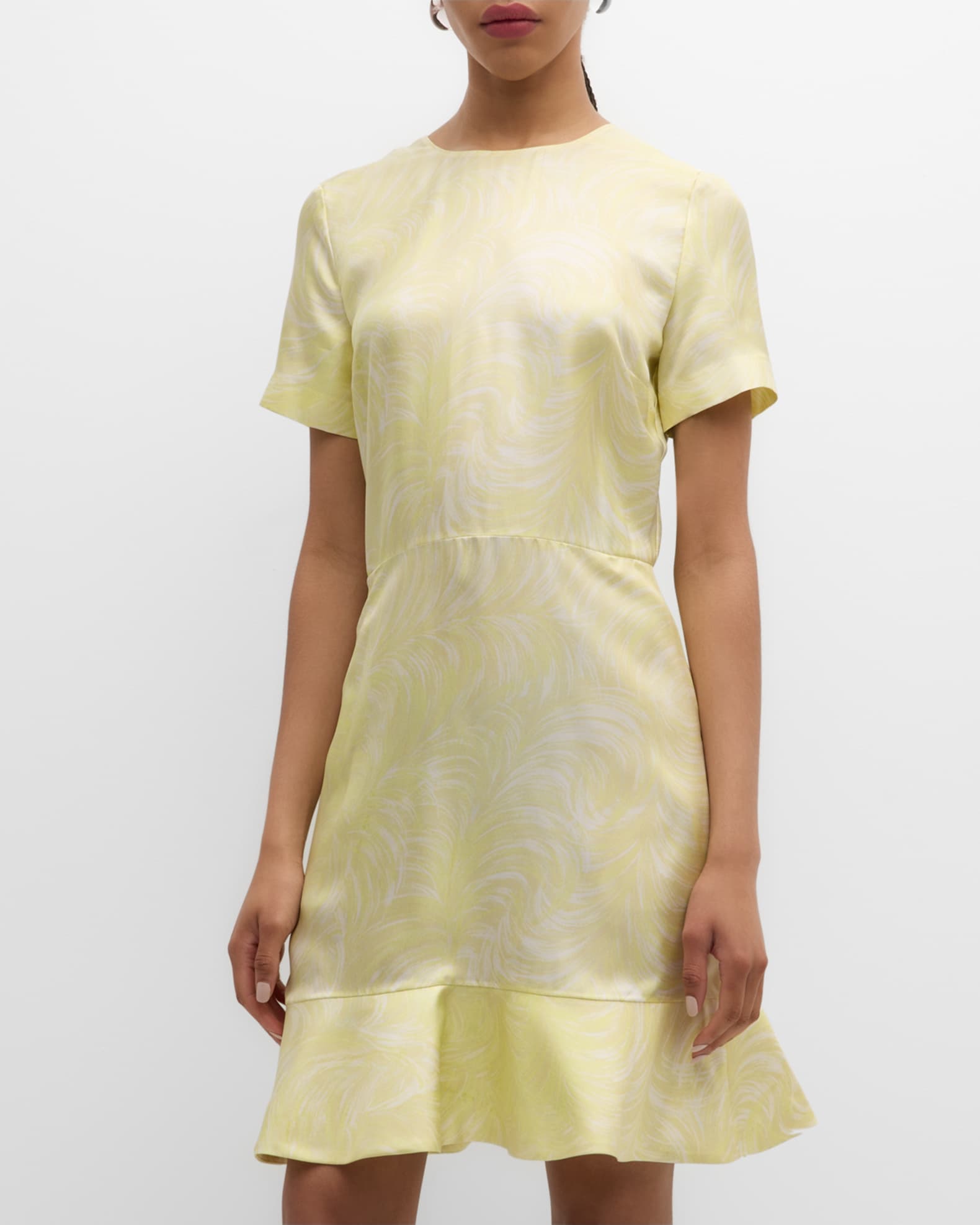 ホットマン セール Iconic McCartney Stella Feather-Print Short-Sleeve Silk トップス