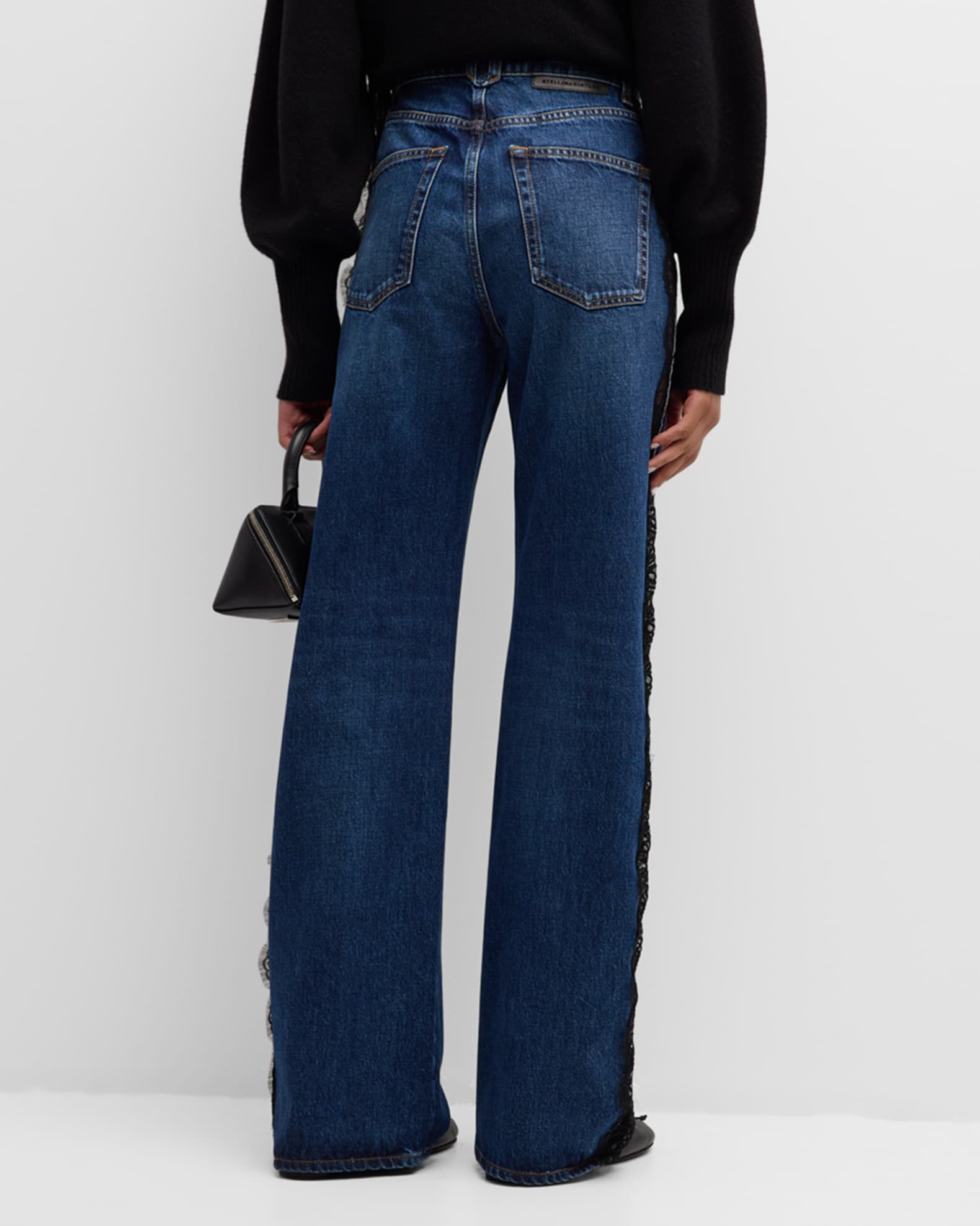 Stella McCartney Mid-Rise Lace-Inset Vintage Wash Straight-Leg