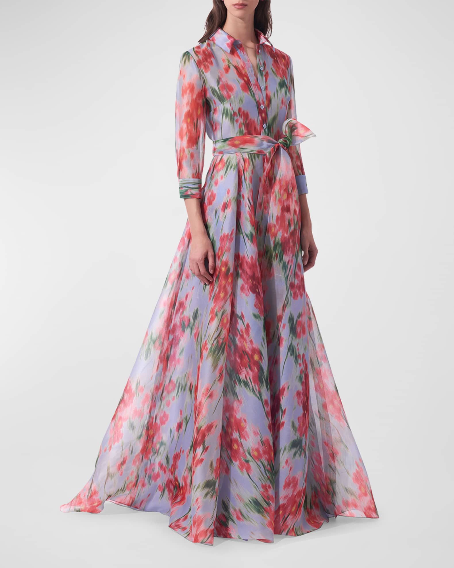 Silk floral gown on sale
