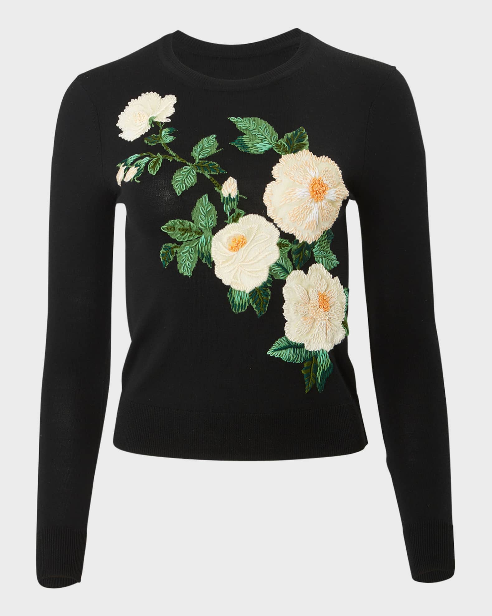 Carolina Herrera Floral Intarsia Wool Sweater