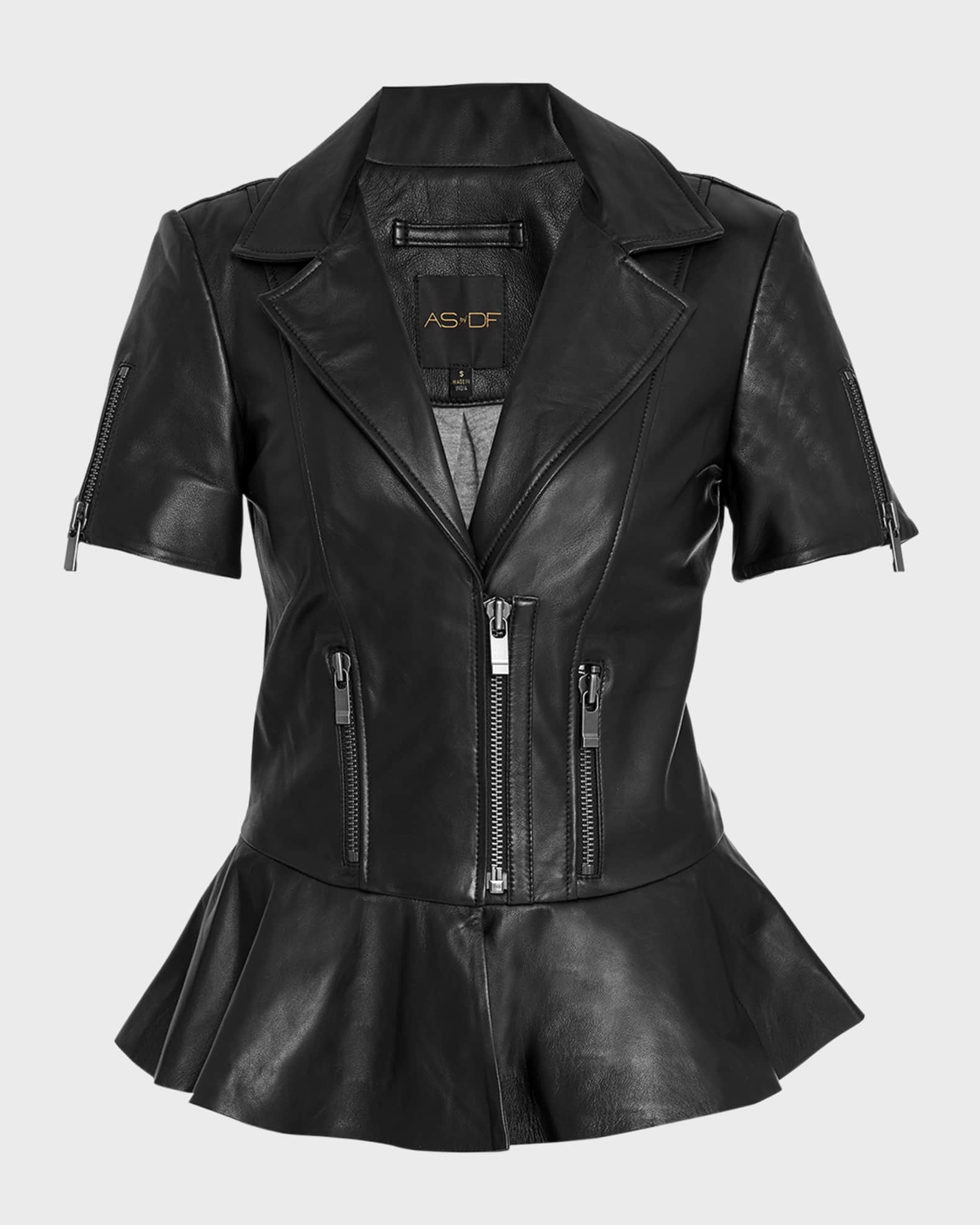 Peplum leather jacket hot sale