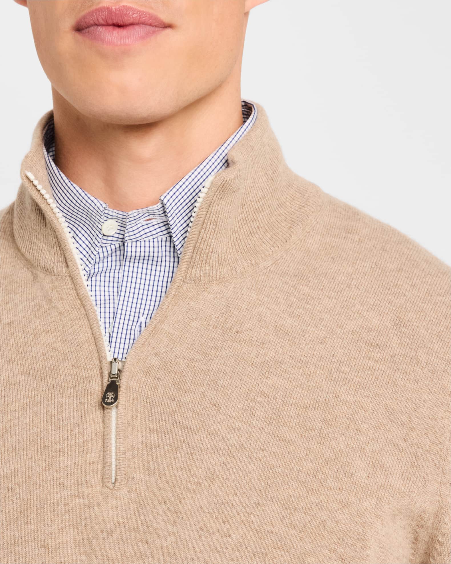 Brunello Cucinelli Men's Cashmere Quarter-Zip Sweater | Neiman Marcus