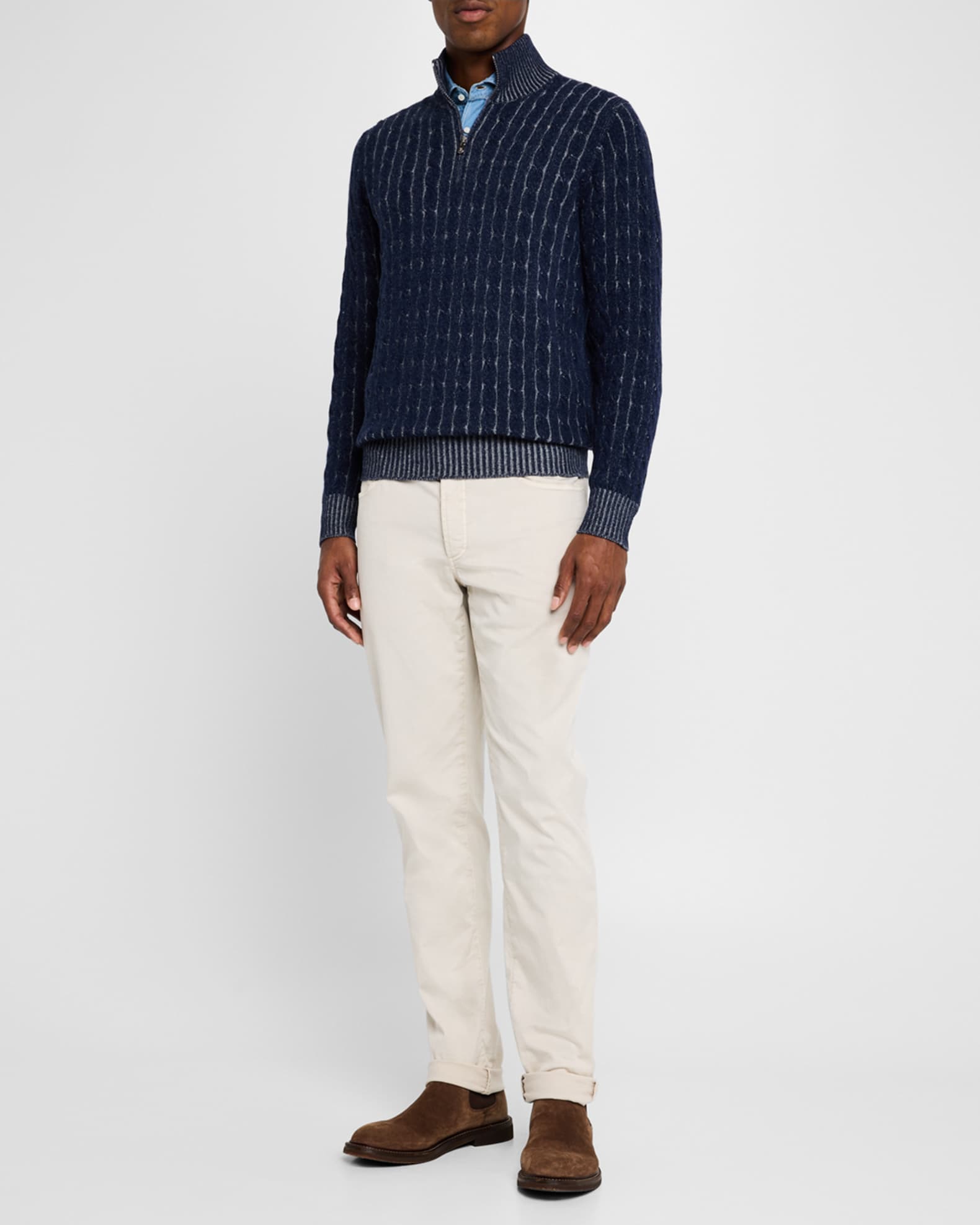 Men's Cashmere Cable Half-Zip Sweater 1