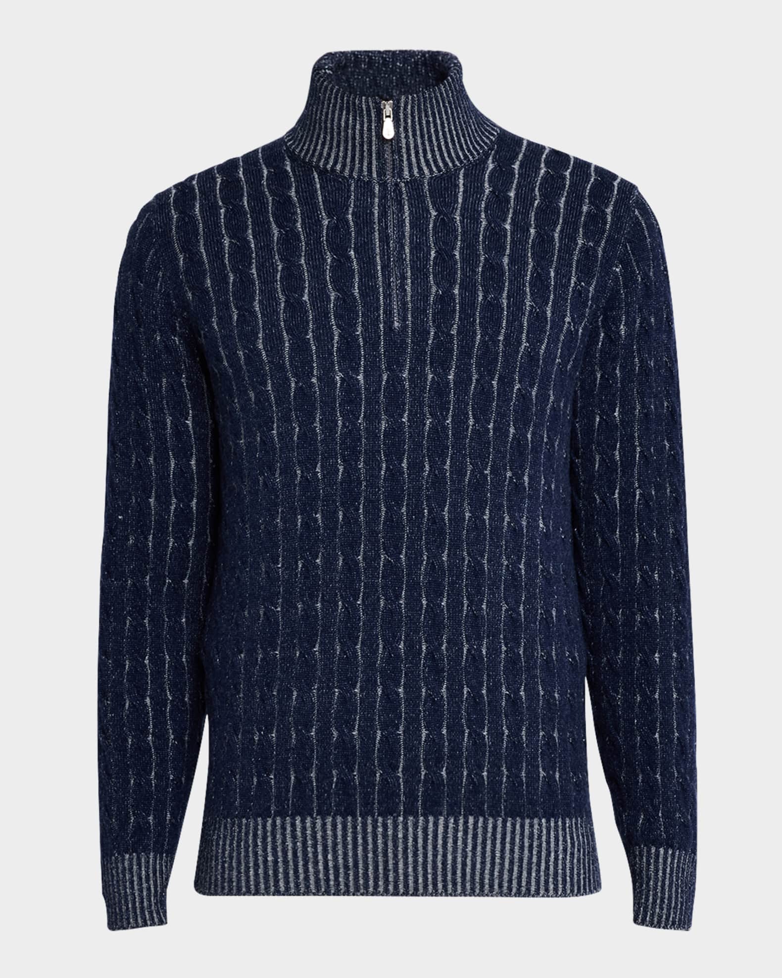 Men's Cashmere Cable Half-Zip Sweater 0