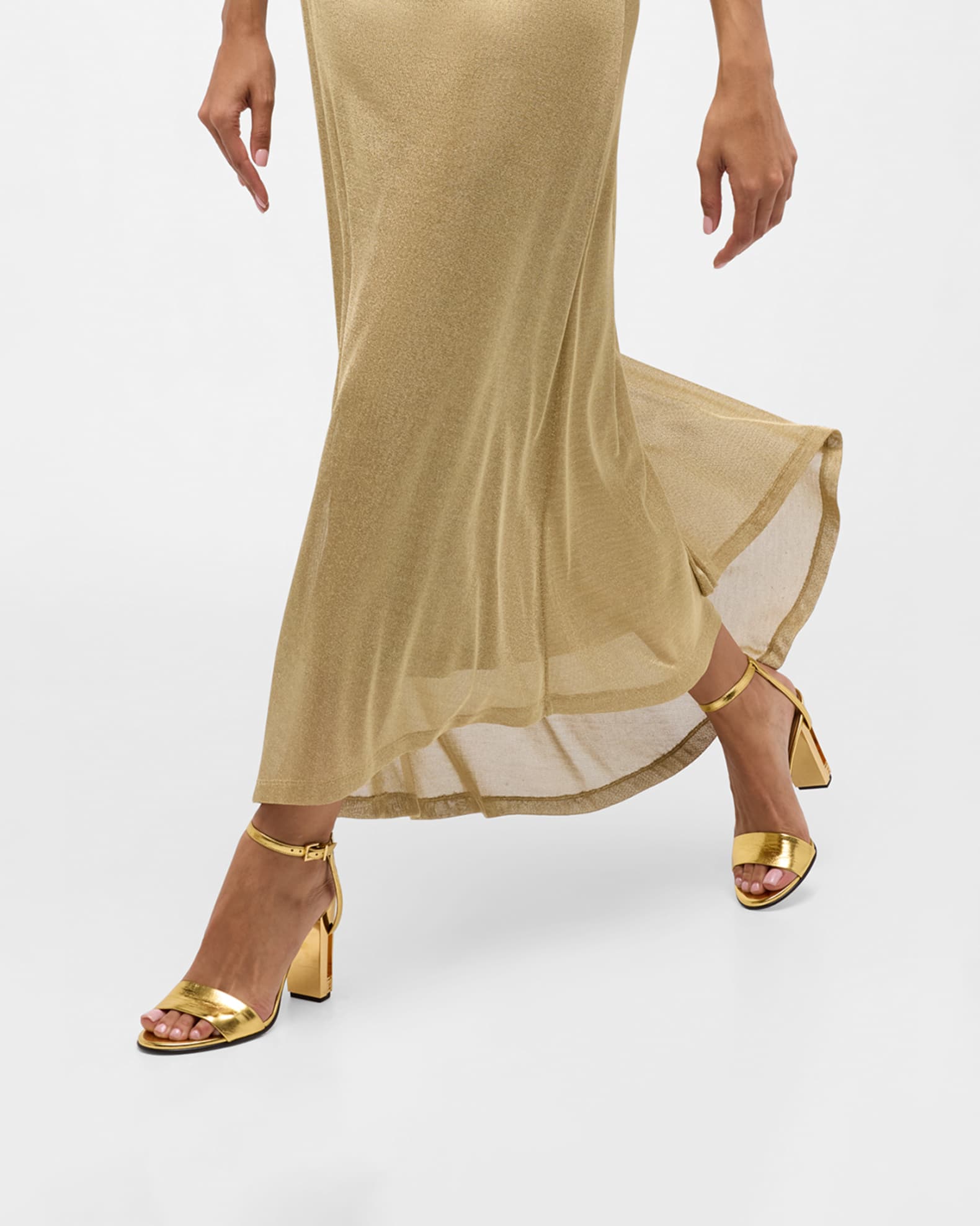 Delfina Metallic Ankle-Strap Sandals 1