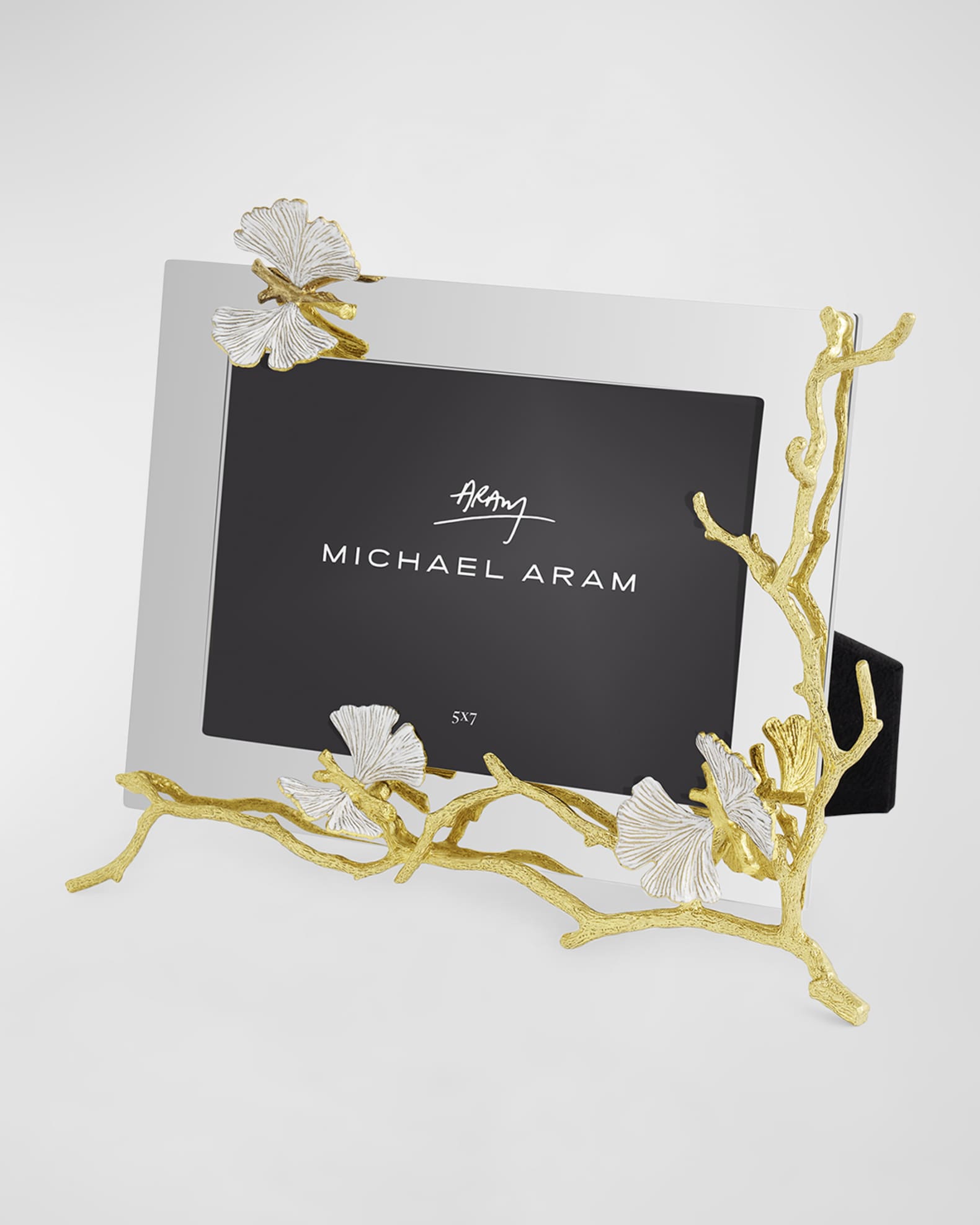 Butterfly Ginkgo White and Gold Frame 1