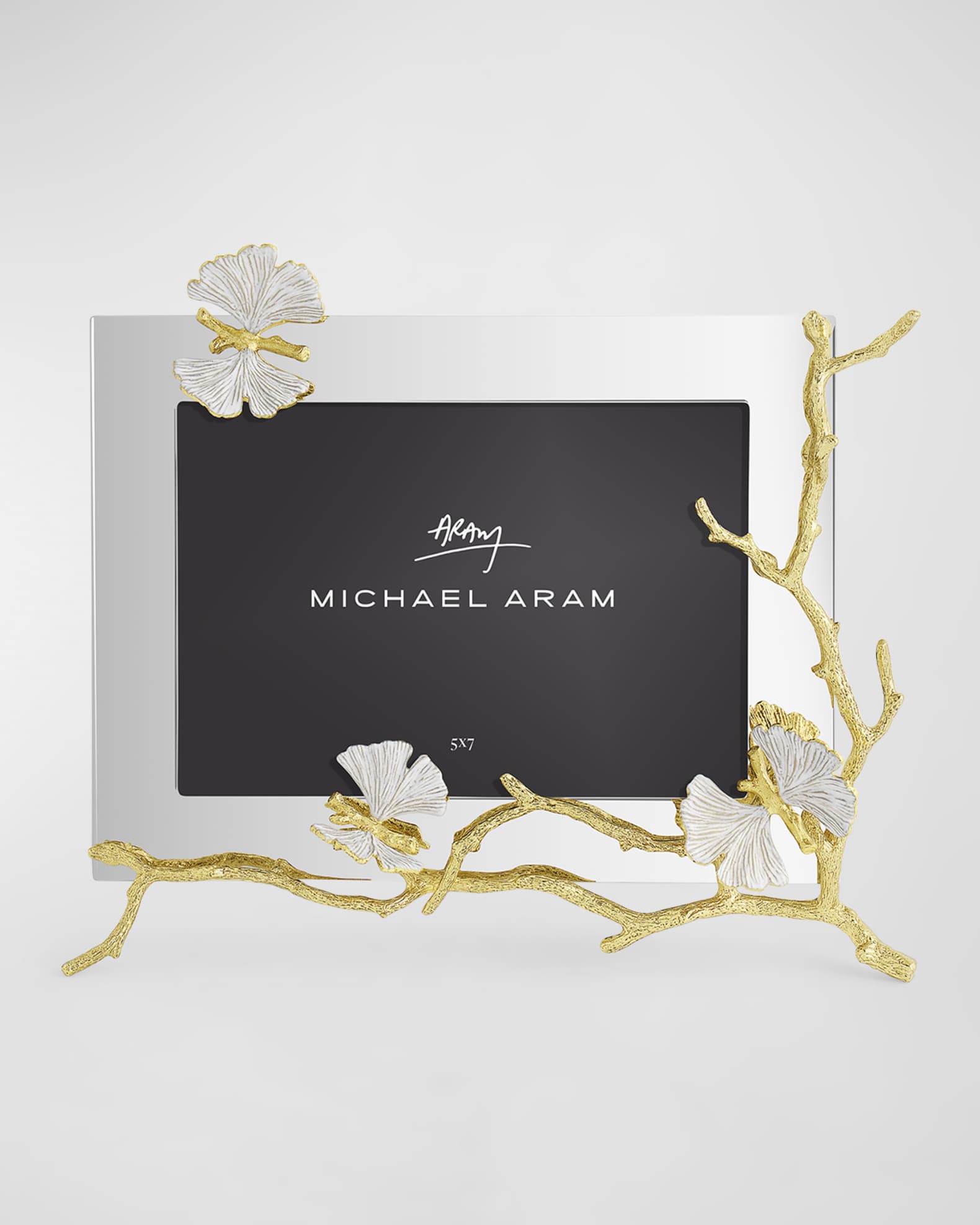 Butterfly Ginkgo White and Gold Frame 0