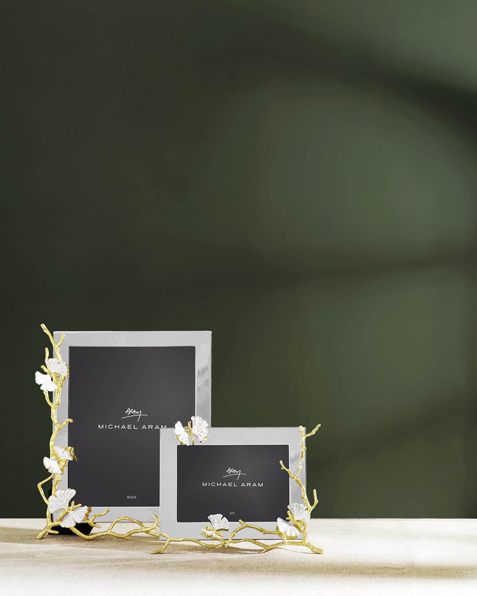 Michael Aram Butterfly Ginkgo White and Gold Frame, 5" x 7" | Neiman Marcus