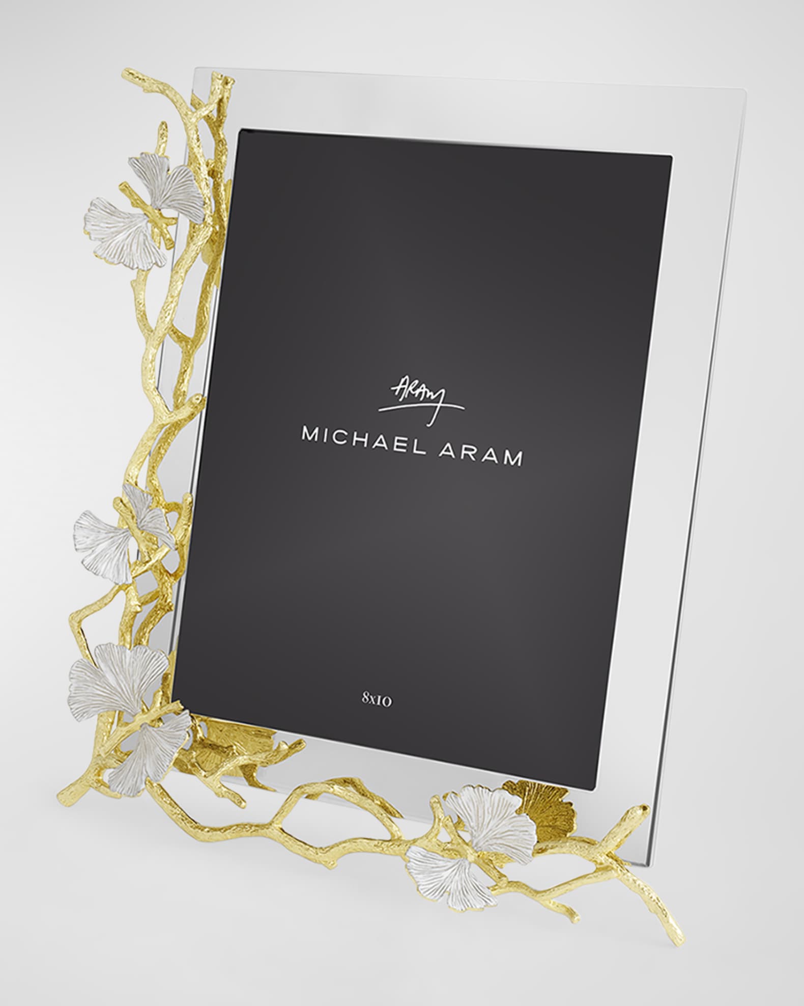 Butterfly Ginkgo White and Gold Frame 1