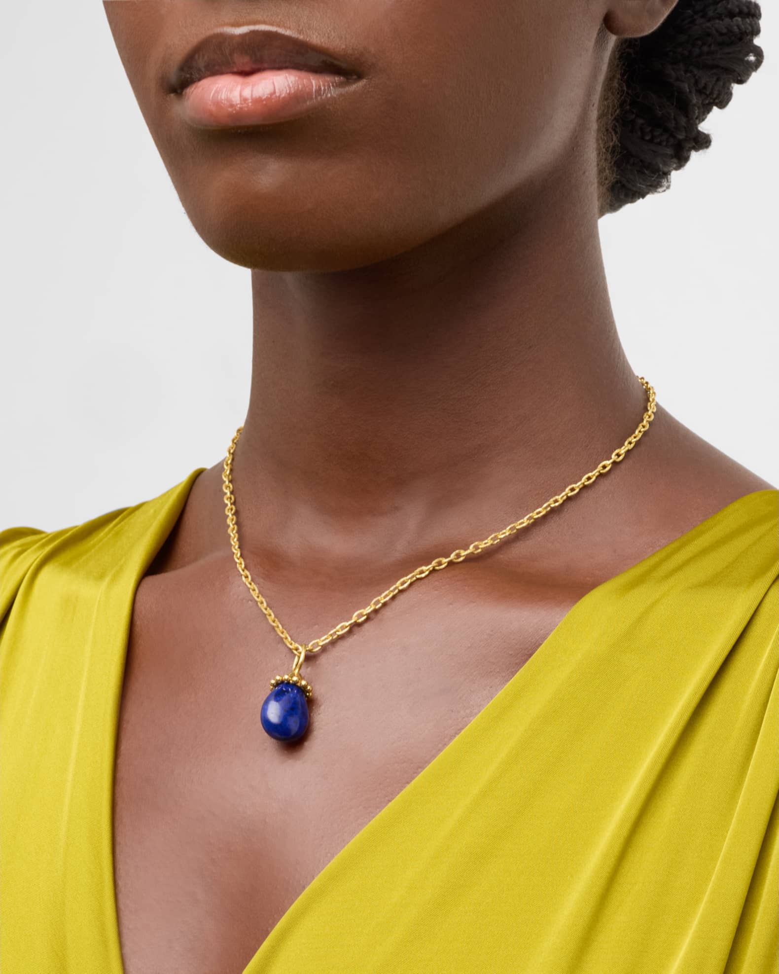 19K Yellow Gold Medium Drop Lapis Pendant 1