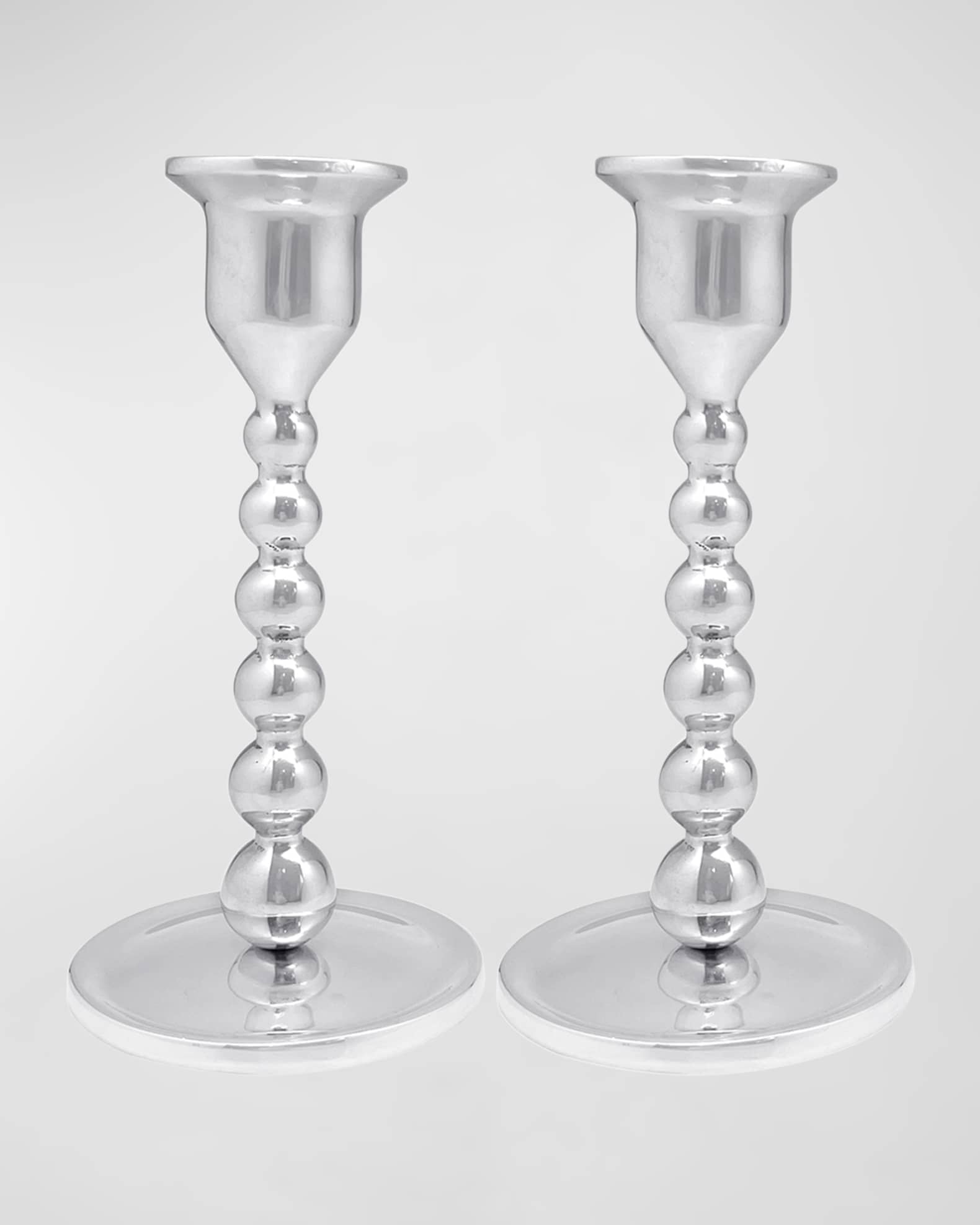 Pearled Small Silver Candlesticks 1