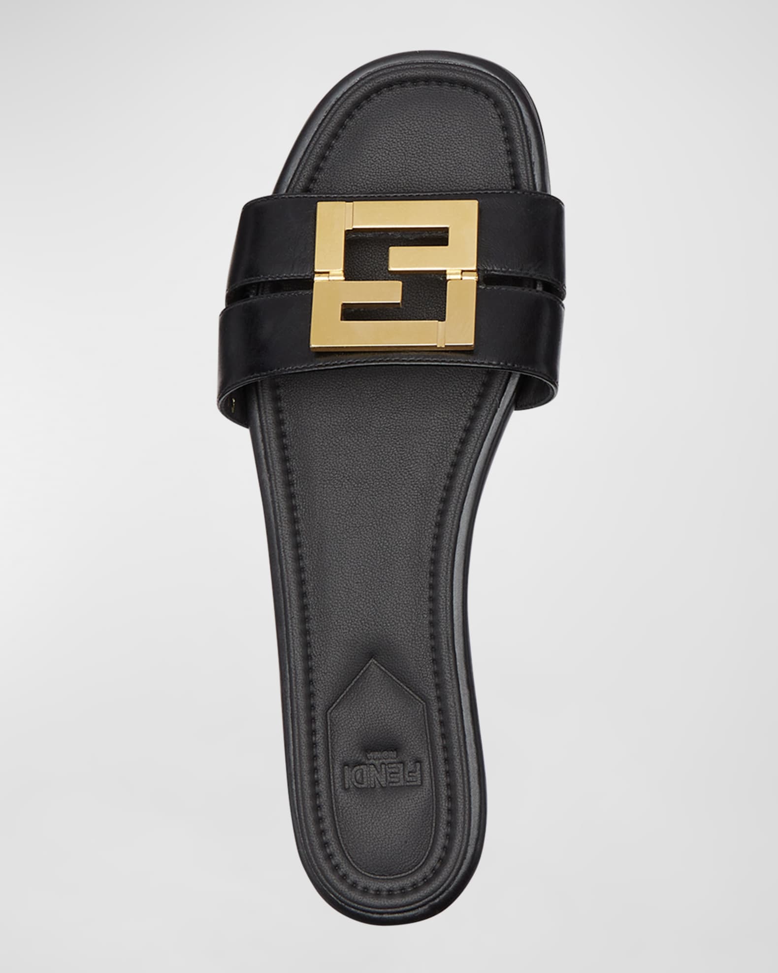 Fendi FFold Leather Flat Sandals | Neiman Marcus