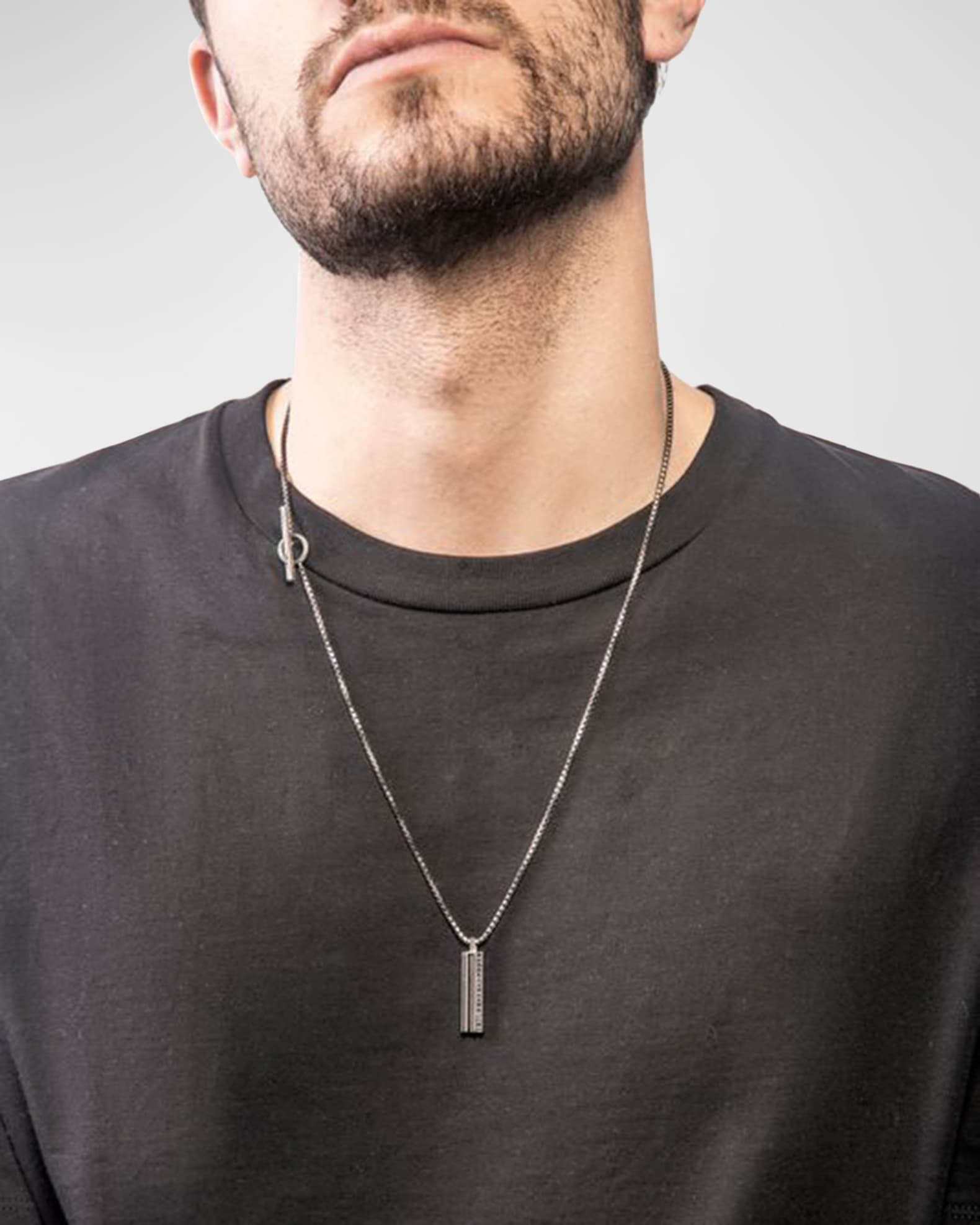 Men's Acies Wide Triple Black Pendant Necklace 1
