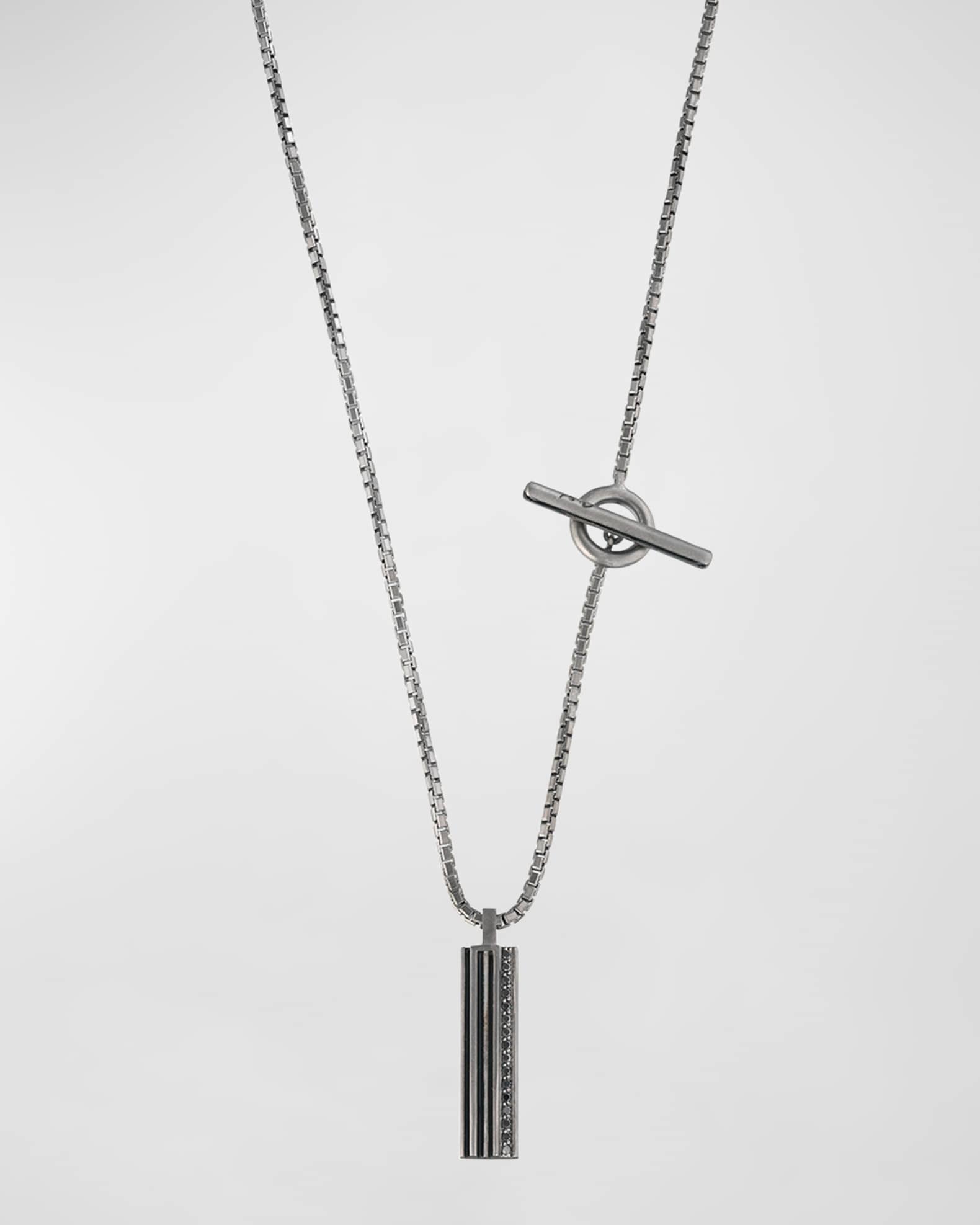 Men's Acies Wide Triple Black Pendant Necklace 0