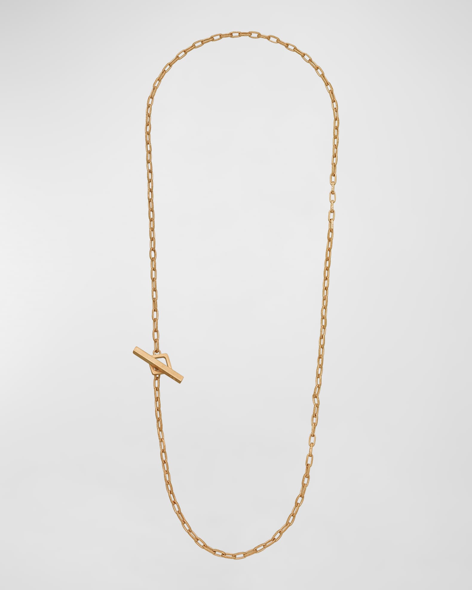 Men's Ulysses Hand Etched Link Lariat Necklace in Gold, 57mm 0