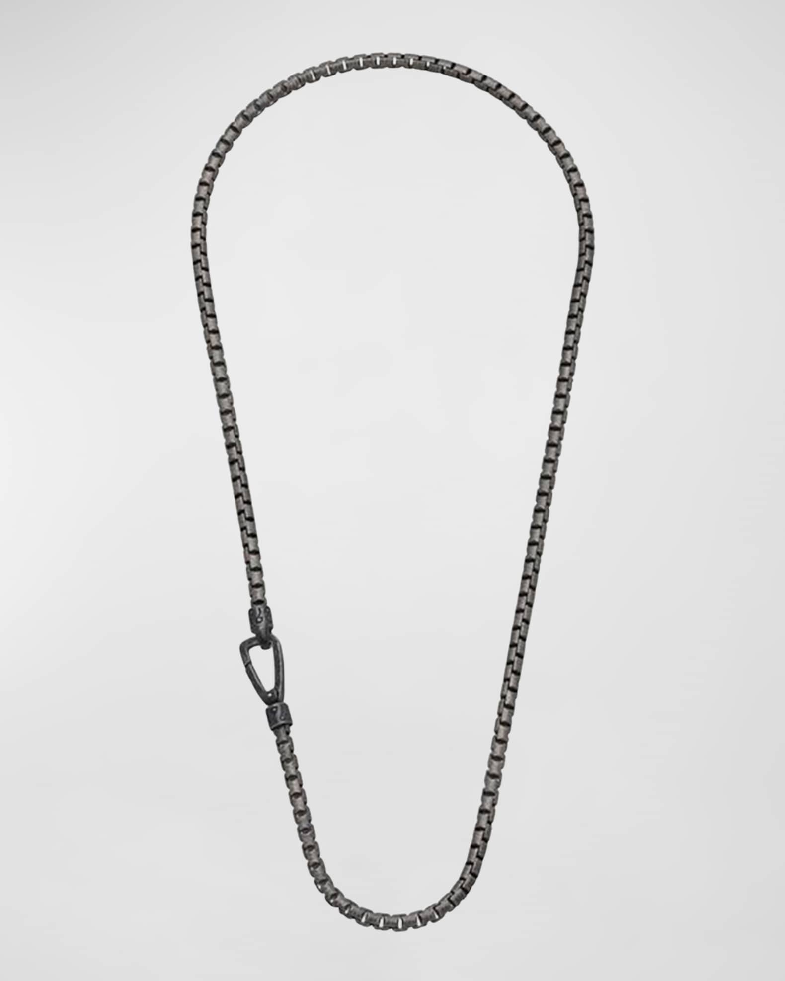 Men's Carved Tubolar Oxidized Necklace in Silver, 52cm 0