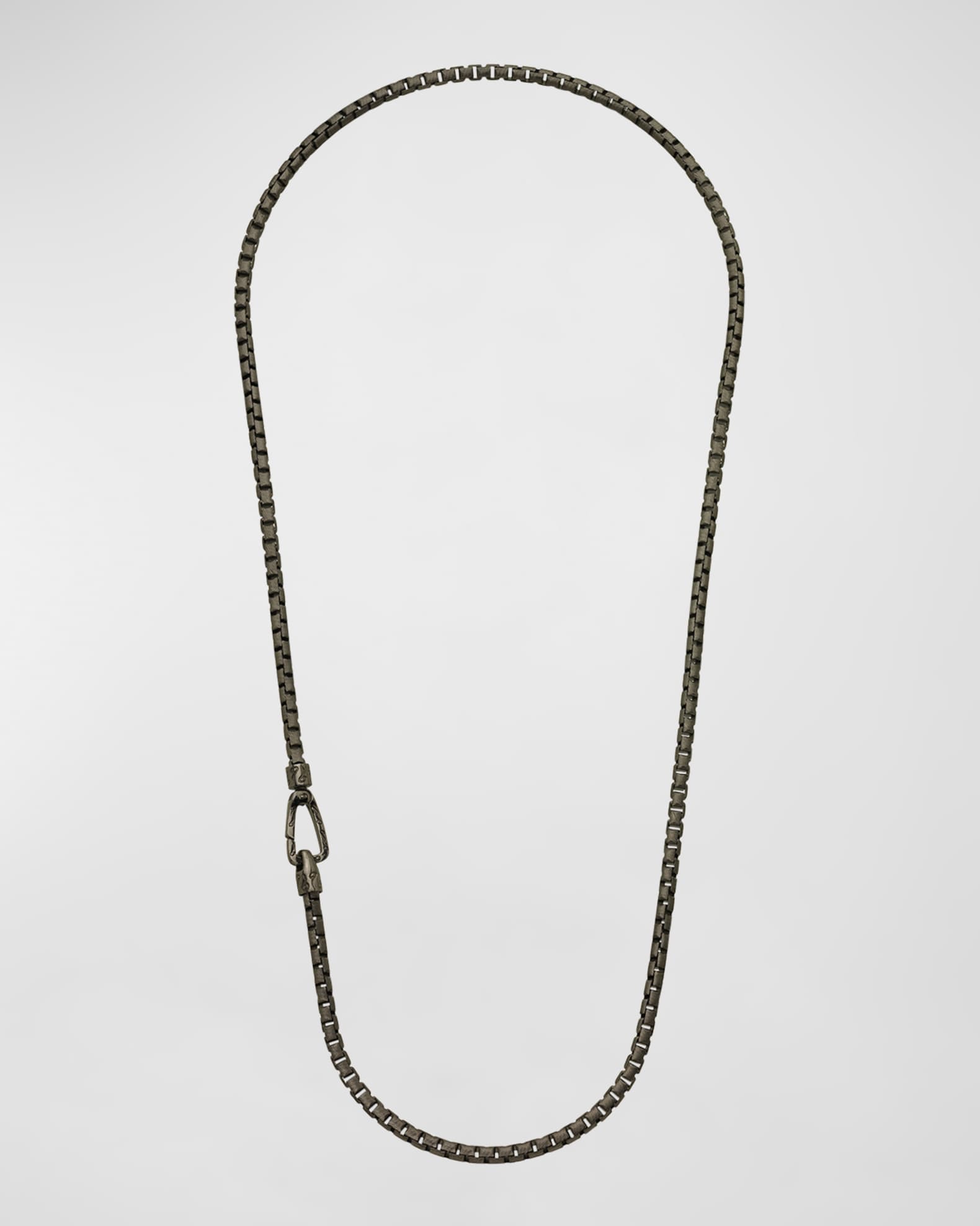 Men's Ulysses Etched Box Chain Necklace in Silver, 62mm 0