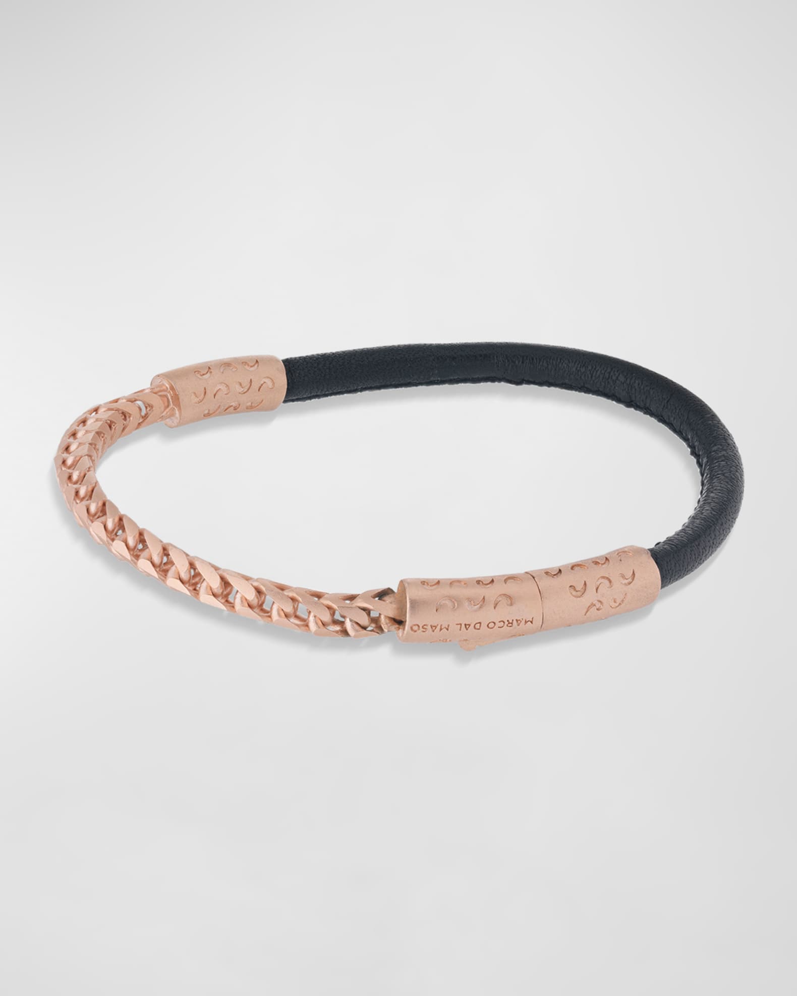 Men's Lash Leather Franco Chain Combo Bracelet, Gold 1