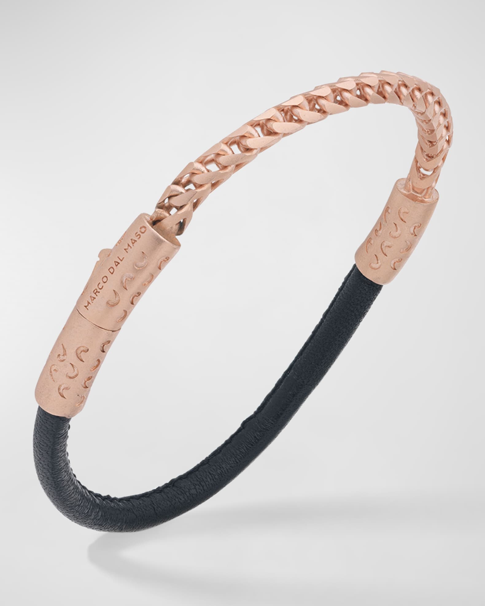 Men's Lash Leather Franco Chain Combo Bracelet, Gold 0