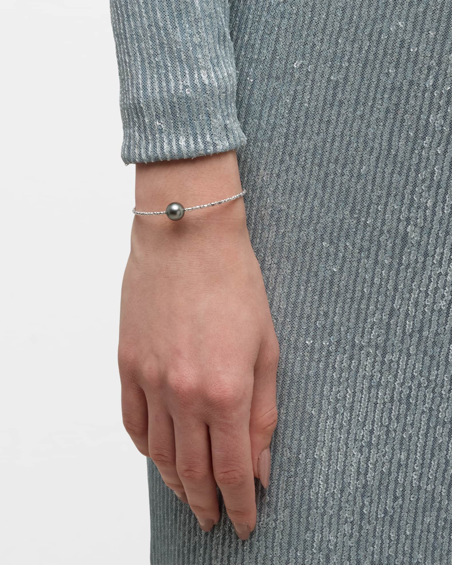 18K White Gold Tahitian Pearl Wrap Bracelet 1