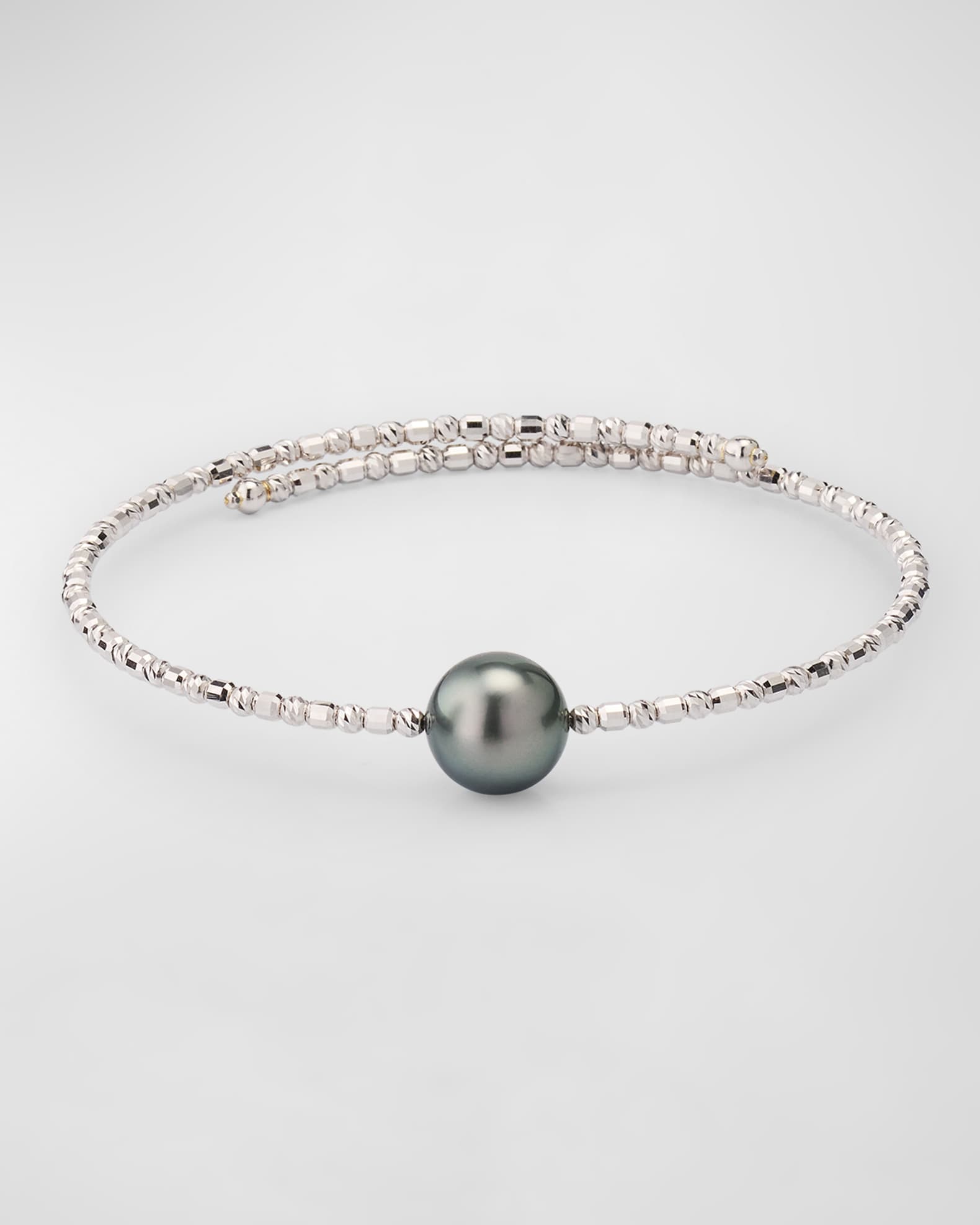 18K White Gold Tahitian Pearl Wrap Bracelet 0