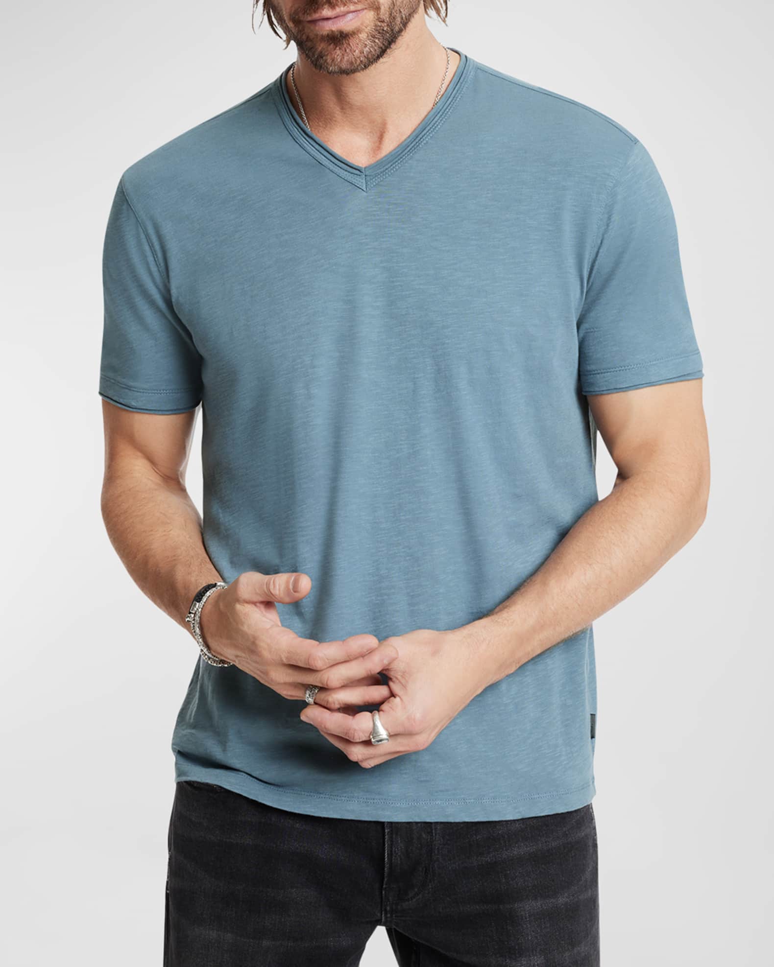 John Varvatos Men's Miles Slub V-Neck T-Shirt | Neiman Marcus