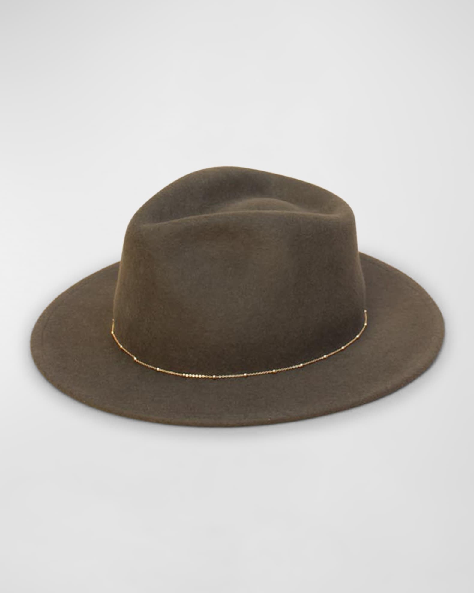 Noe Lamb Felt Fedora With Chain  0