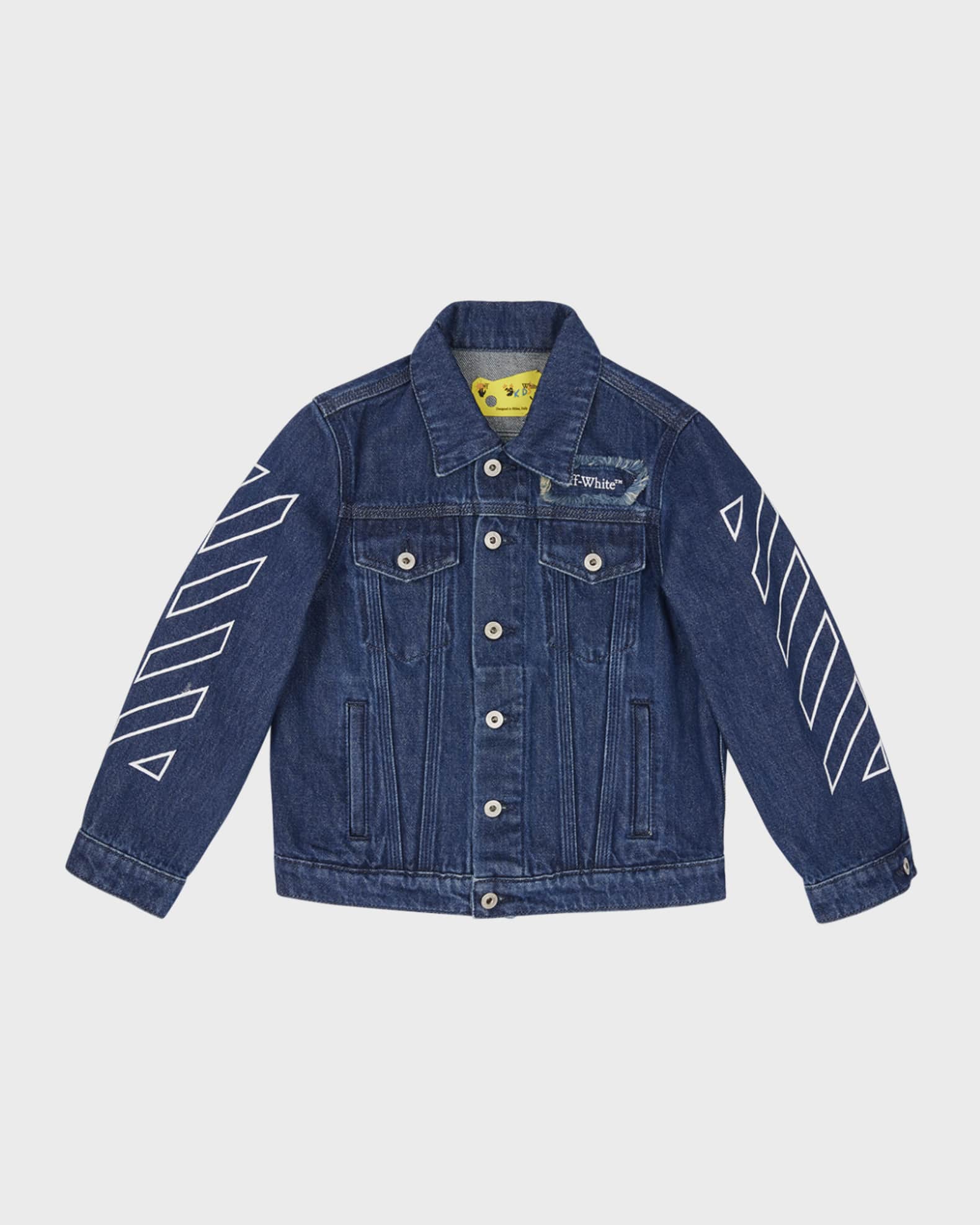Off White Boy s Logo Patch Denim Jacket Size 4 12 Neiman Marcus