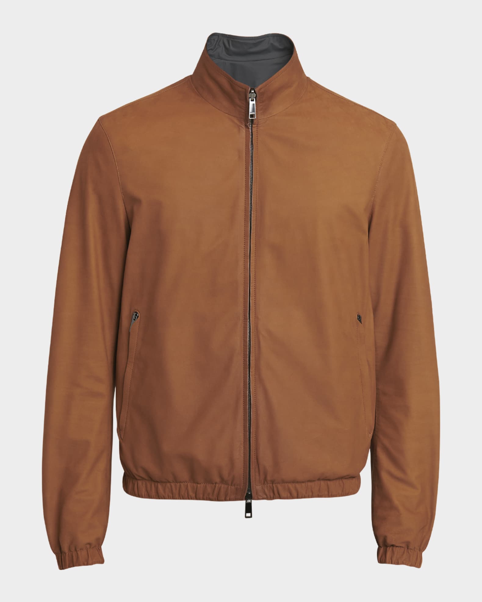ZEGNA Men s Reversible Leather and Polyester Blouson Jacket Neiman Marcus
