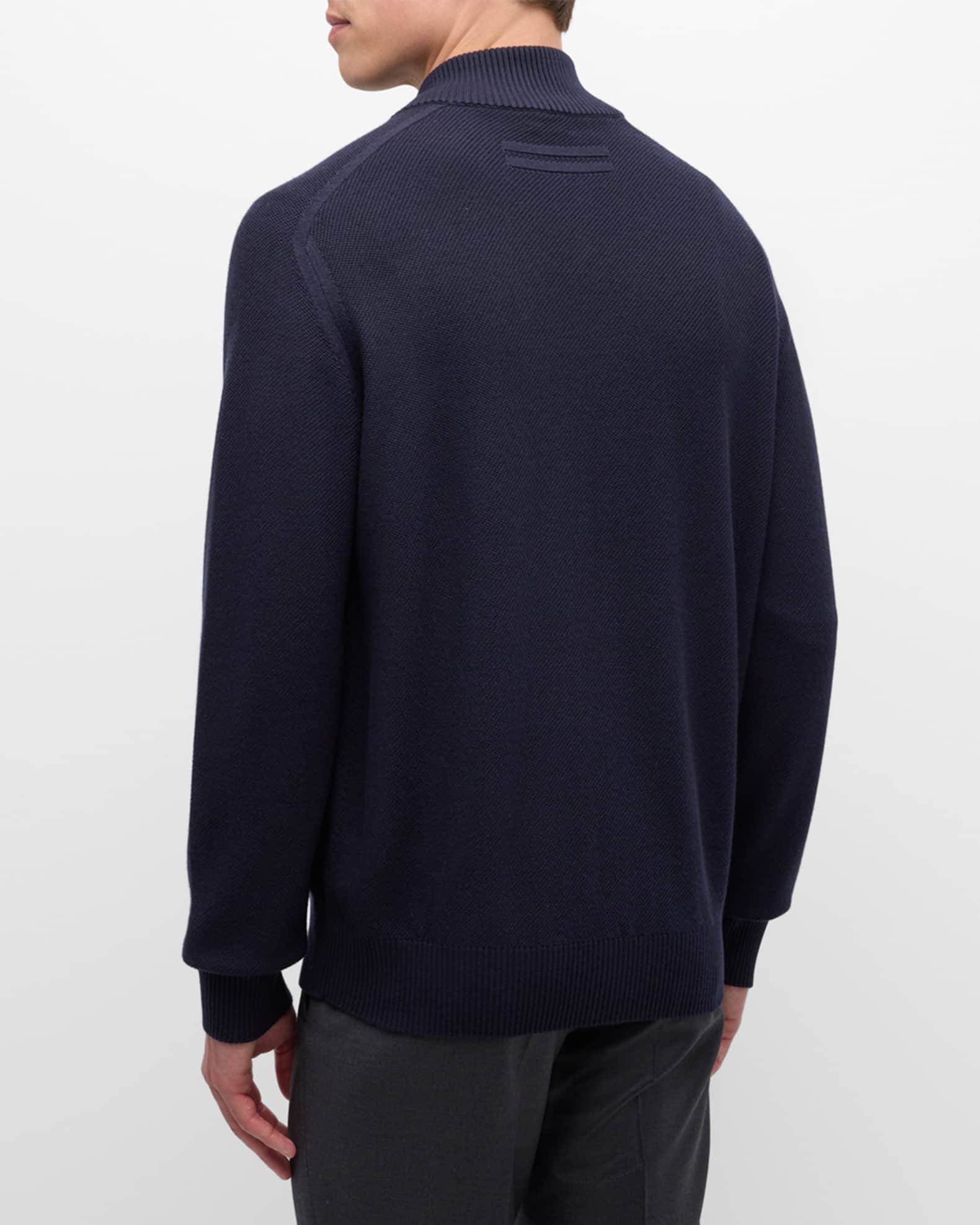ZEGNA Men's Melange Oasi Cashmere and Silk Full-Zip Sweater