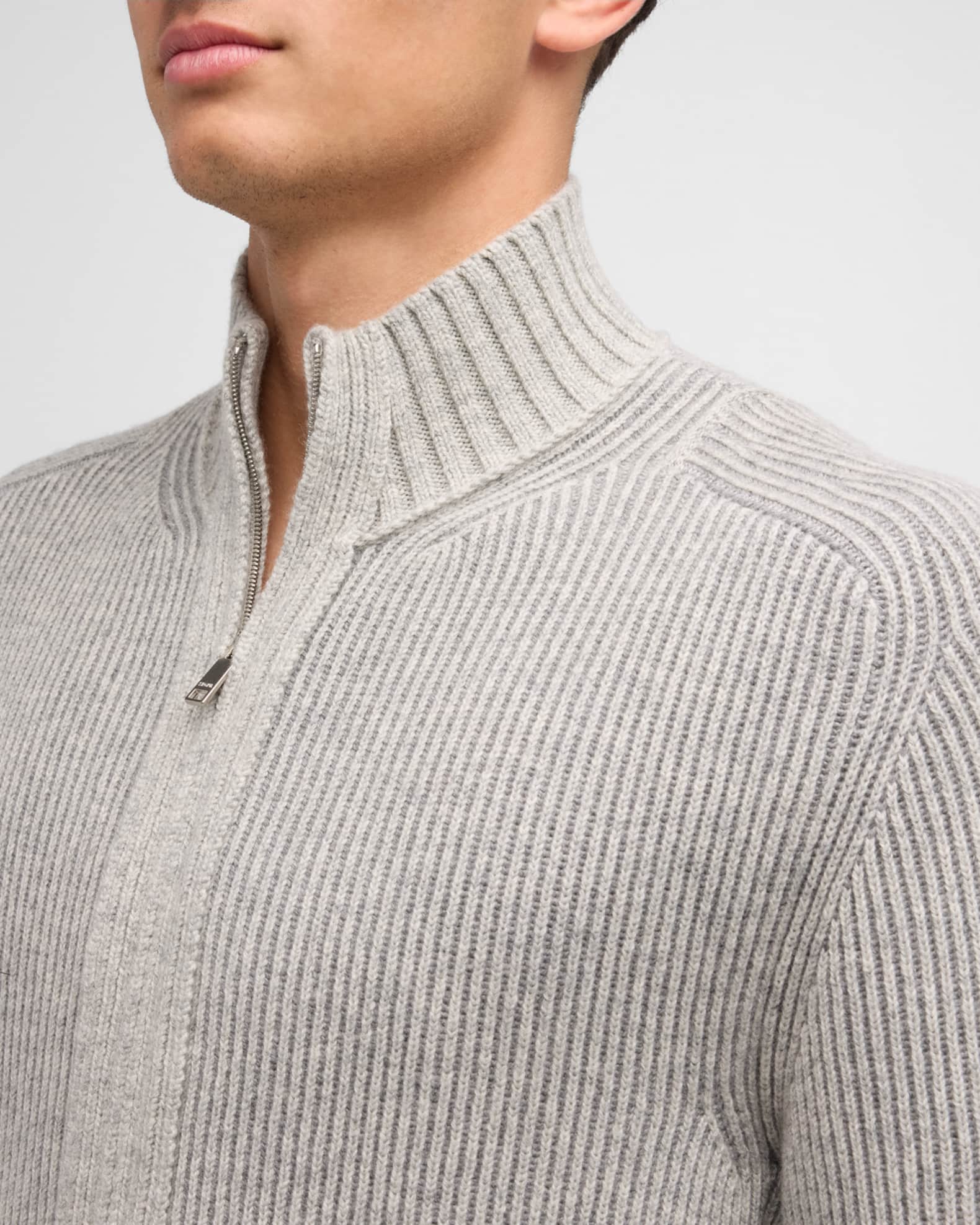 ZEGNA Men's Melange Oasi Cashmere Full-Zip Sweater | Neiman Marcus