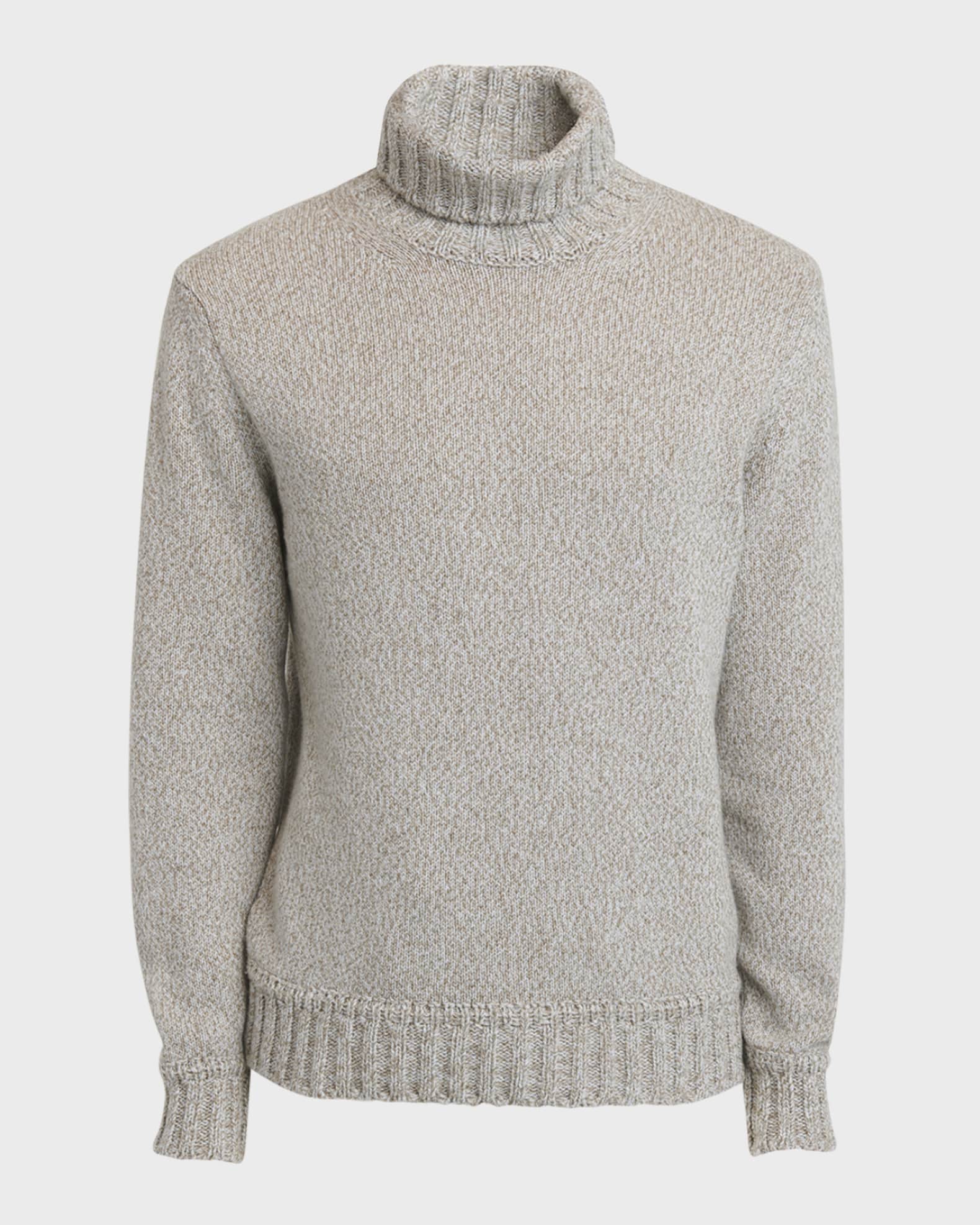 Zegna Men s Melange Oasi Cashmere Turtleneck Sweater Tan Beige Size 50 It L Light Taupe M Lange